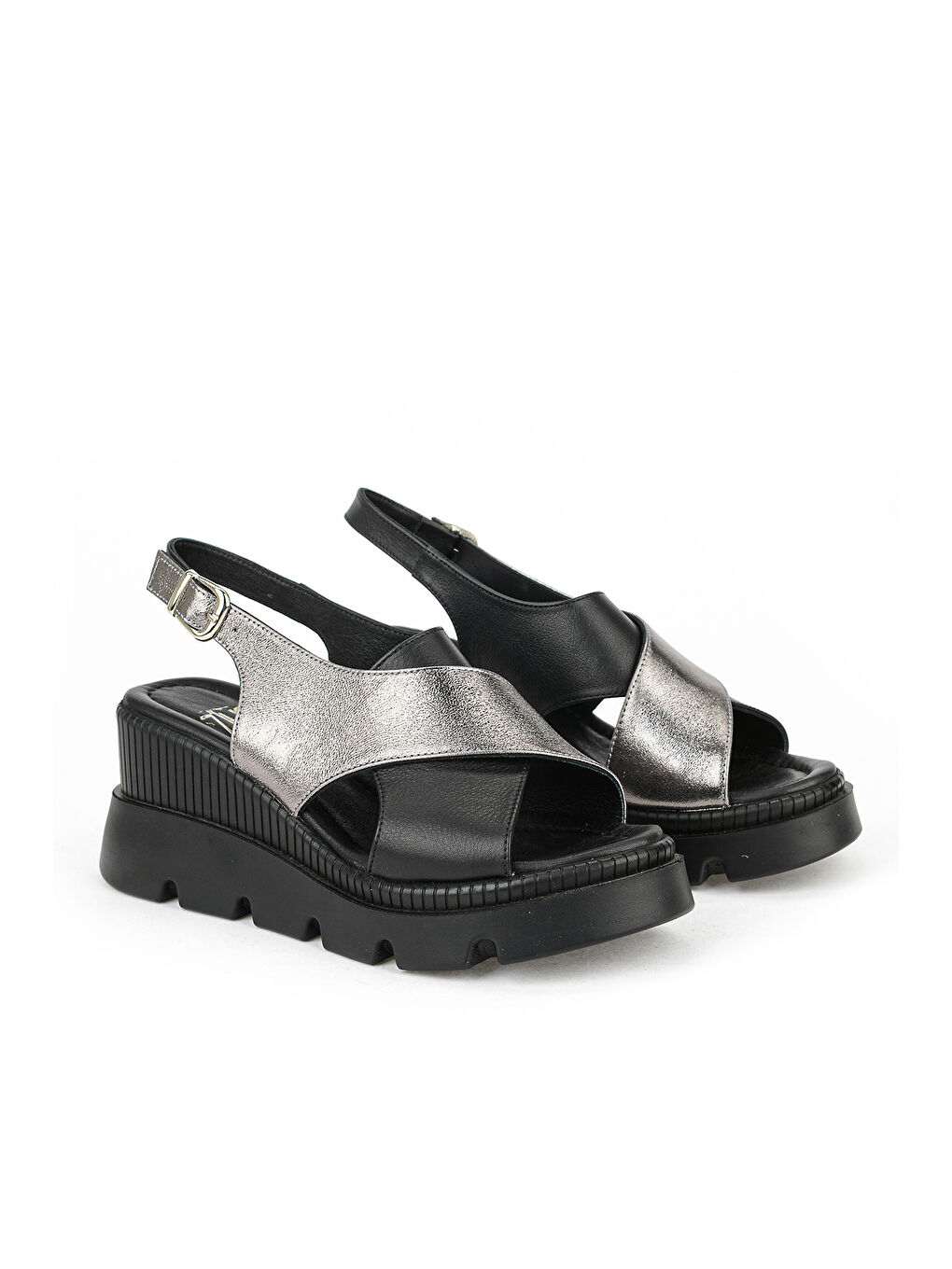 Kadın Hakiki Deri Dolgu Topuk Sandalet 1611020Z2005 Siyah-1