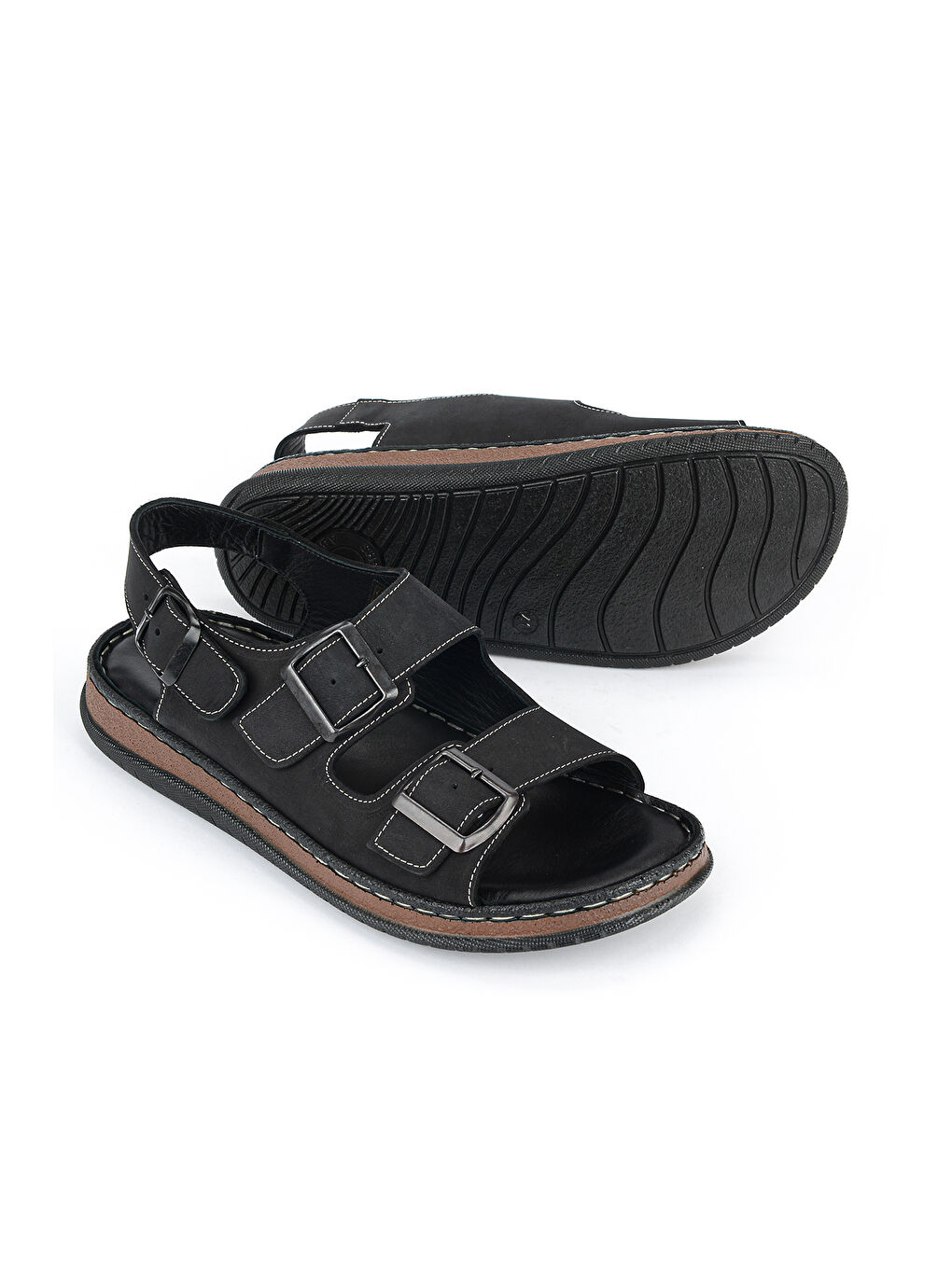 Erkek Hakiki Deri Sandalet 1611045ZS3 Siyah-3