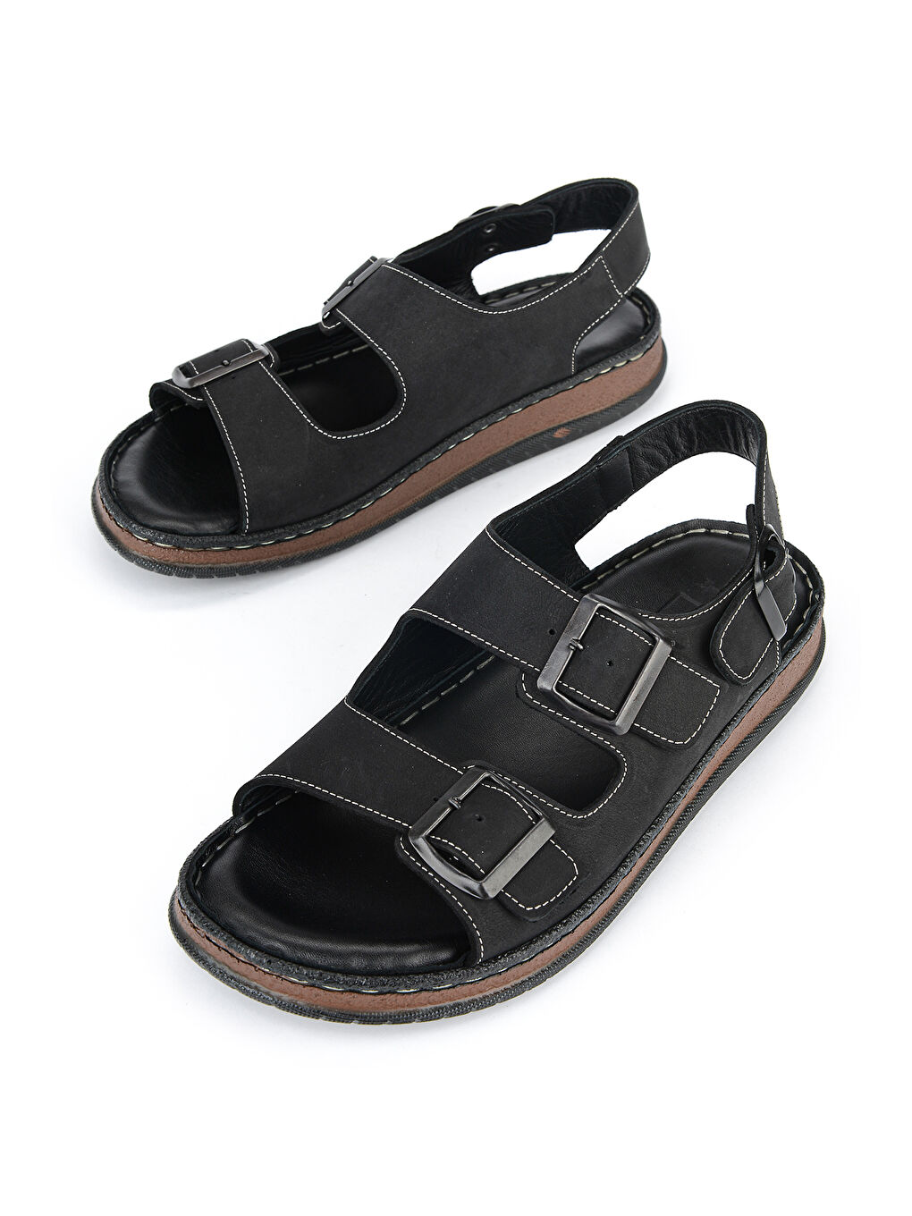 Erkek Hakiki Deri Sandalet 1611045ZS3 Siyah-4