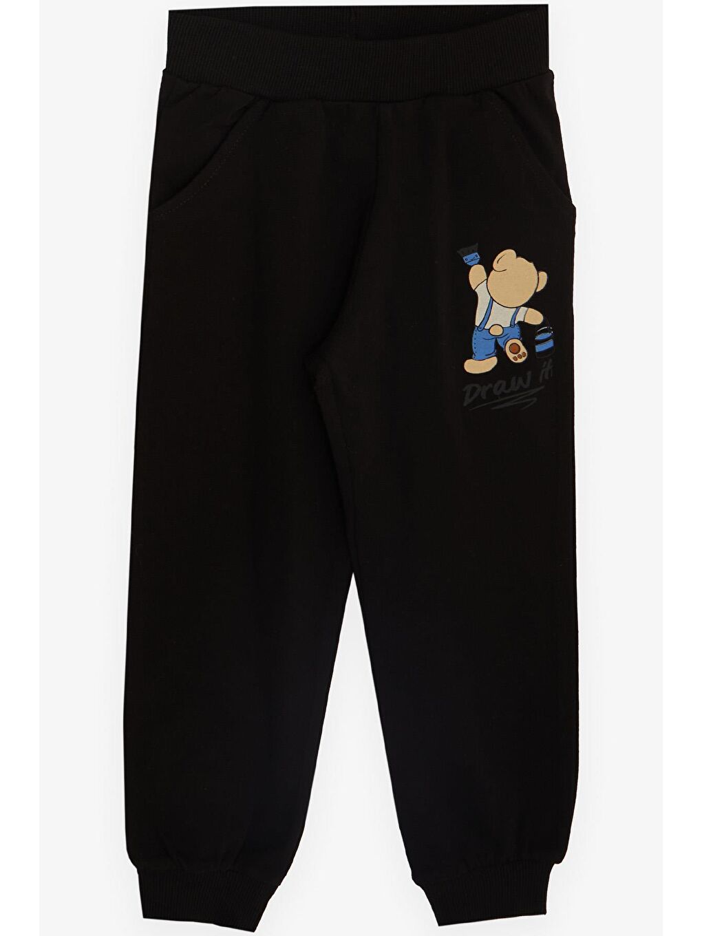 Erkek Çocuk Eşofman Takım Boyacı Ayıcık Baskılı Açık Gri Melanj (1-4 Yaş)-3