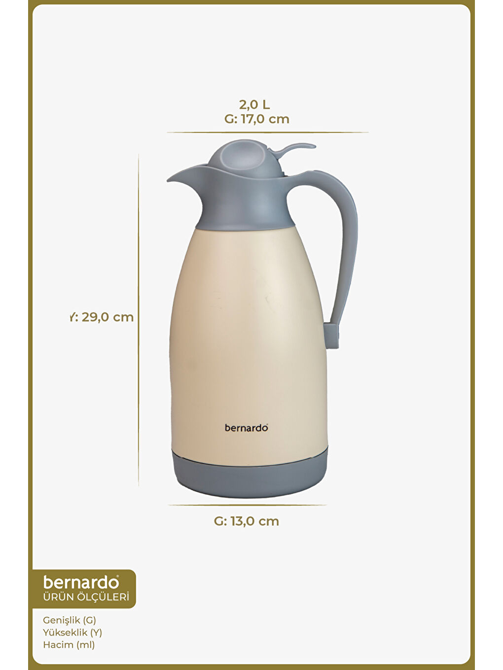 Ekru Grandio Çelik Termos Krem 2 Litre-1