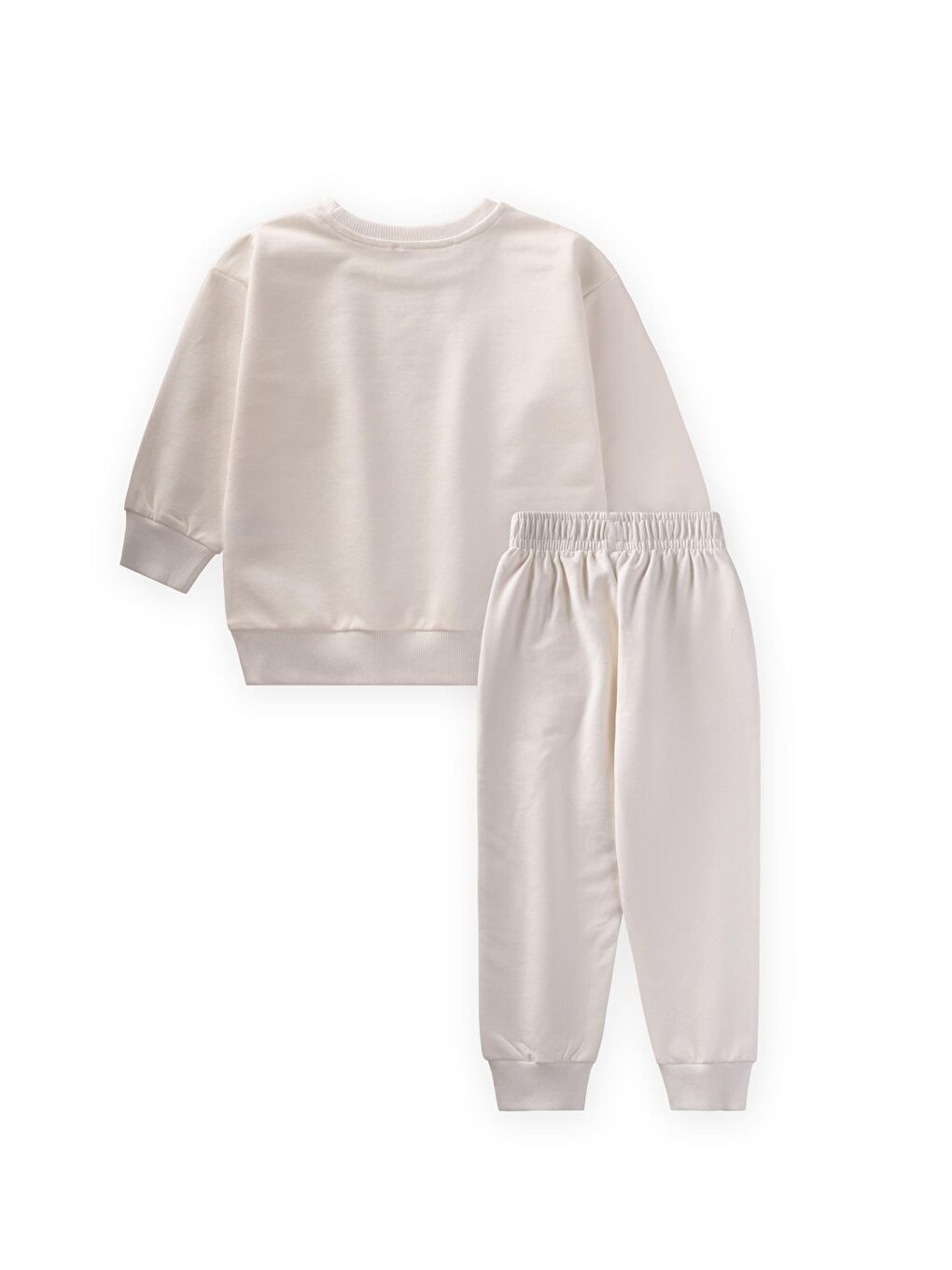 Düşük Kol Baskılı Eşofman Takım 2-7 Yaş Ekru-1