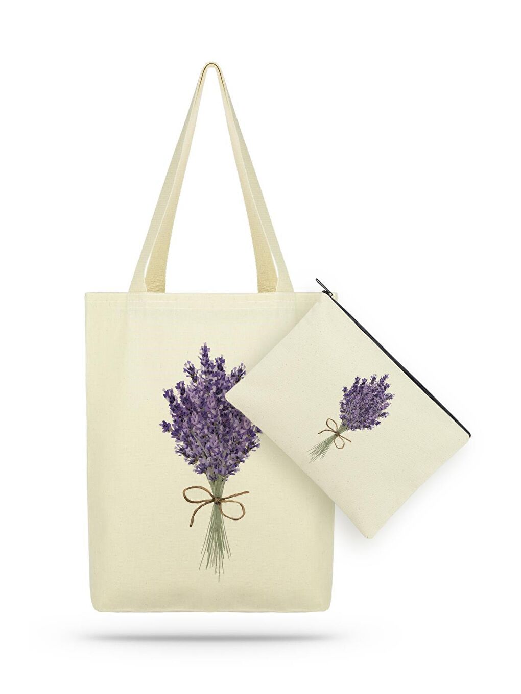 Bagg Krem Paket Lavender Bunch Kanvas Kumaş Bez Çanta