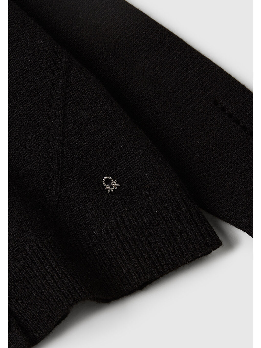 Kız Çocuk Siyah Yün Karışımlı Logo Detaylı Nervürlü Hırka-2