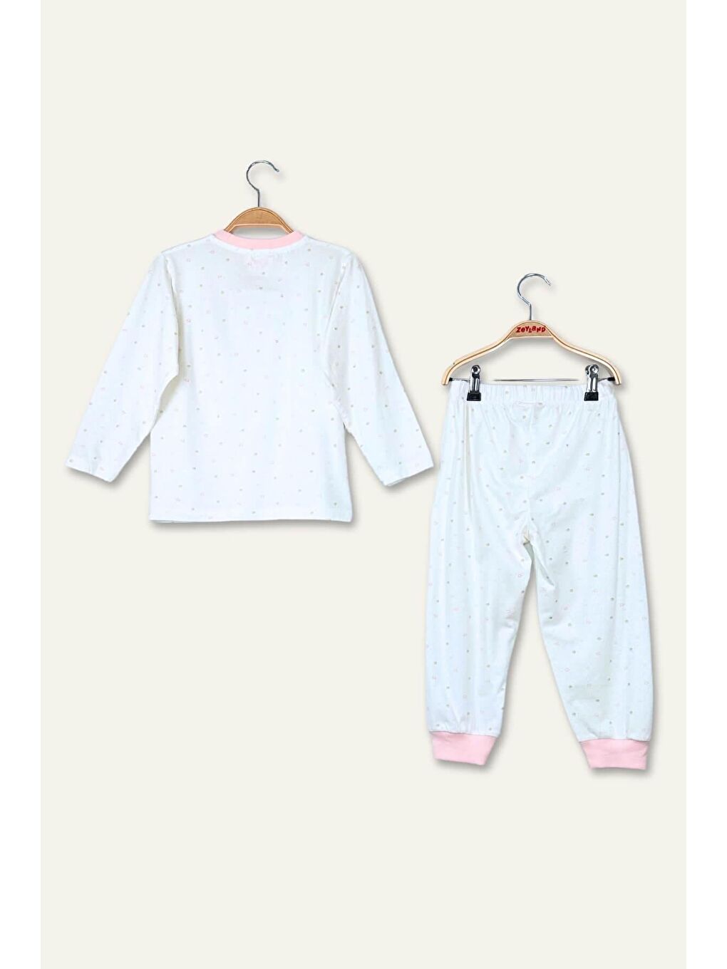 Unisex Çocuk Desenli Pijama Takımı - Ekru-4