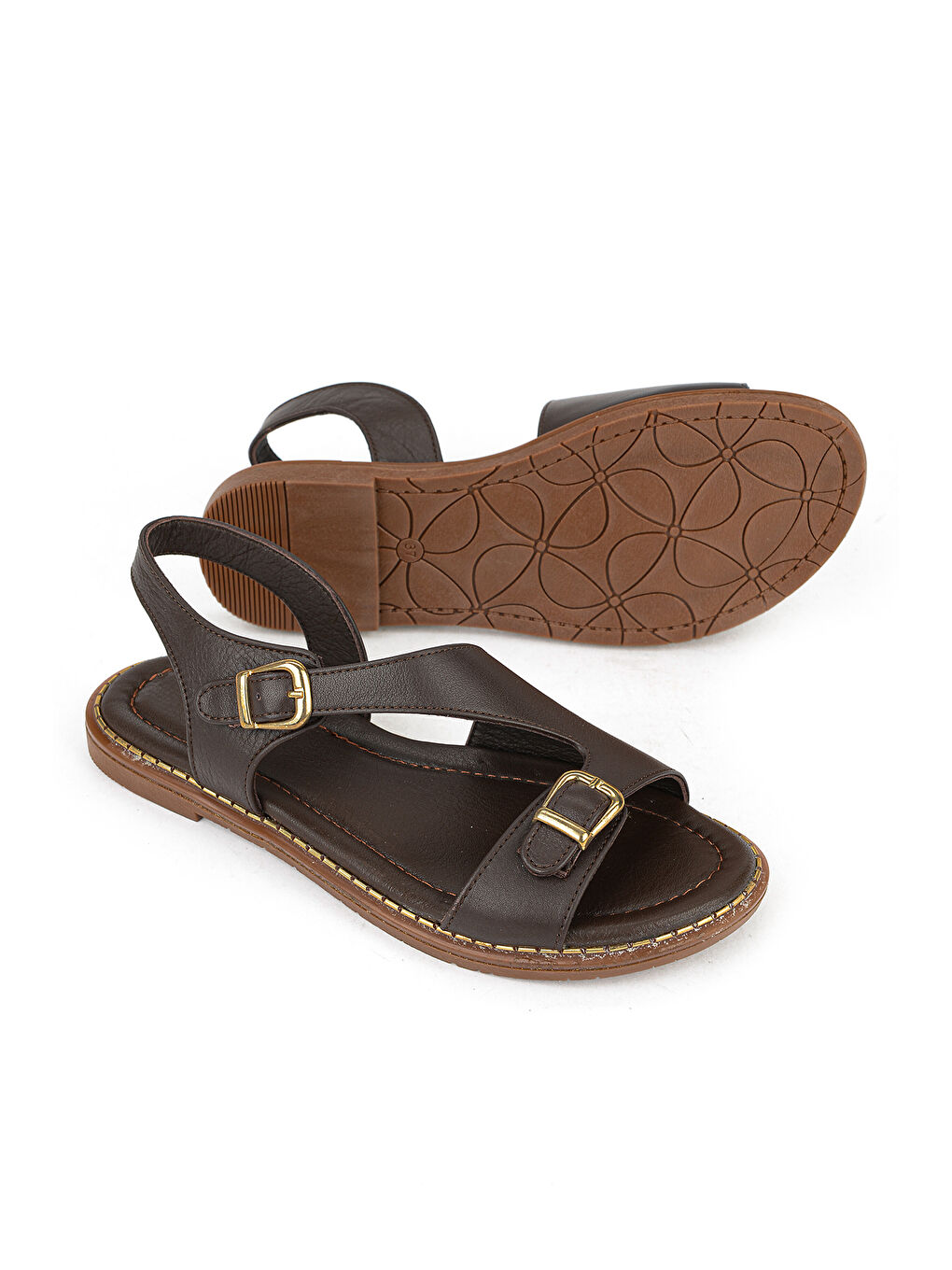Kahverengi Kadın Hakiki Deri Sandalet 1611020Z5407 Kahve-3