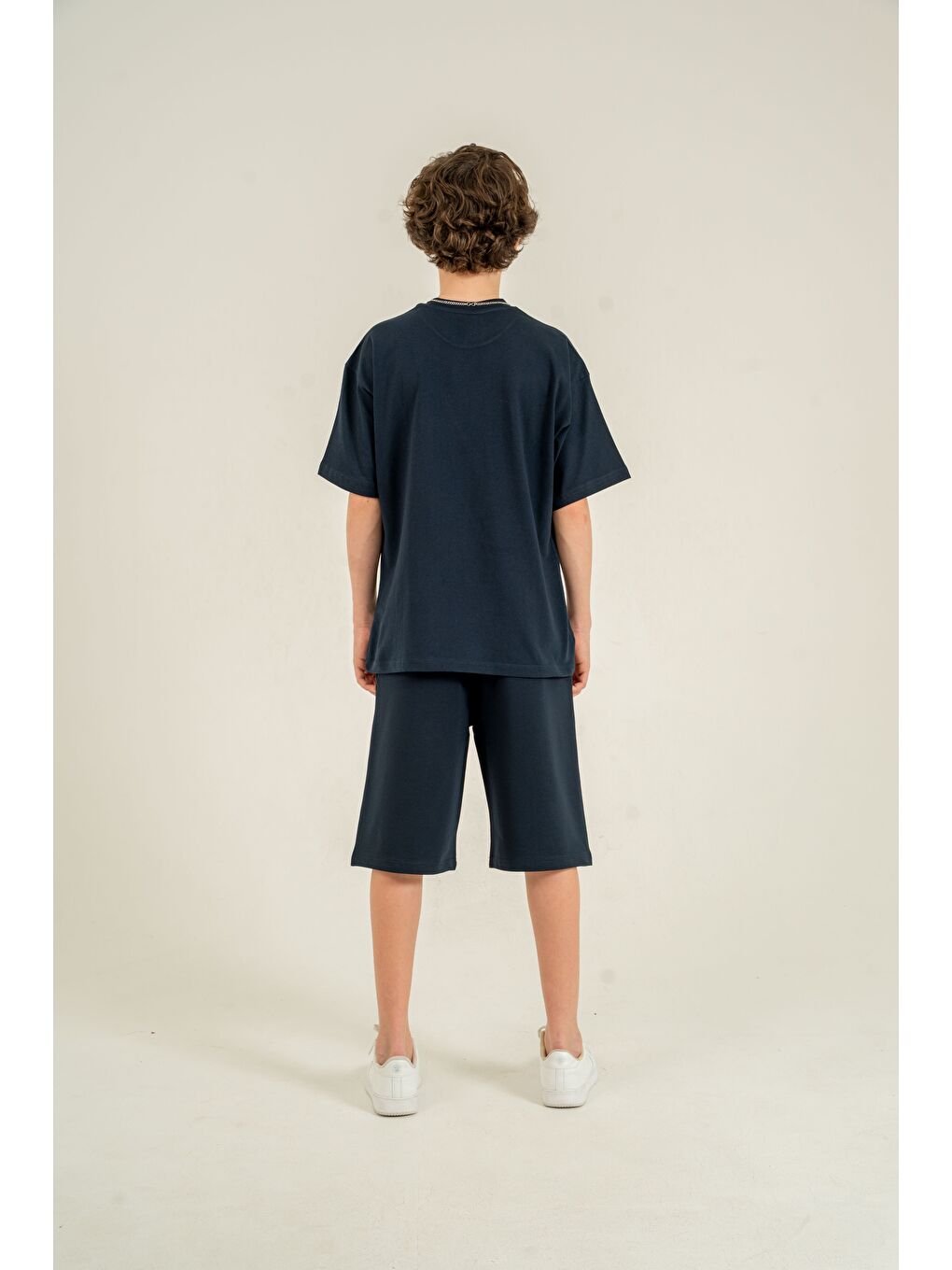 Lacivert Athletic Arma Nakışlı Kolyeli Erkek Çocuk Şort - Tişört Takımı-5
