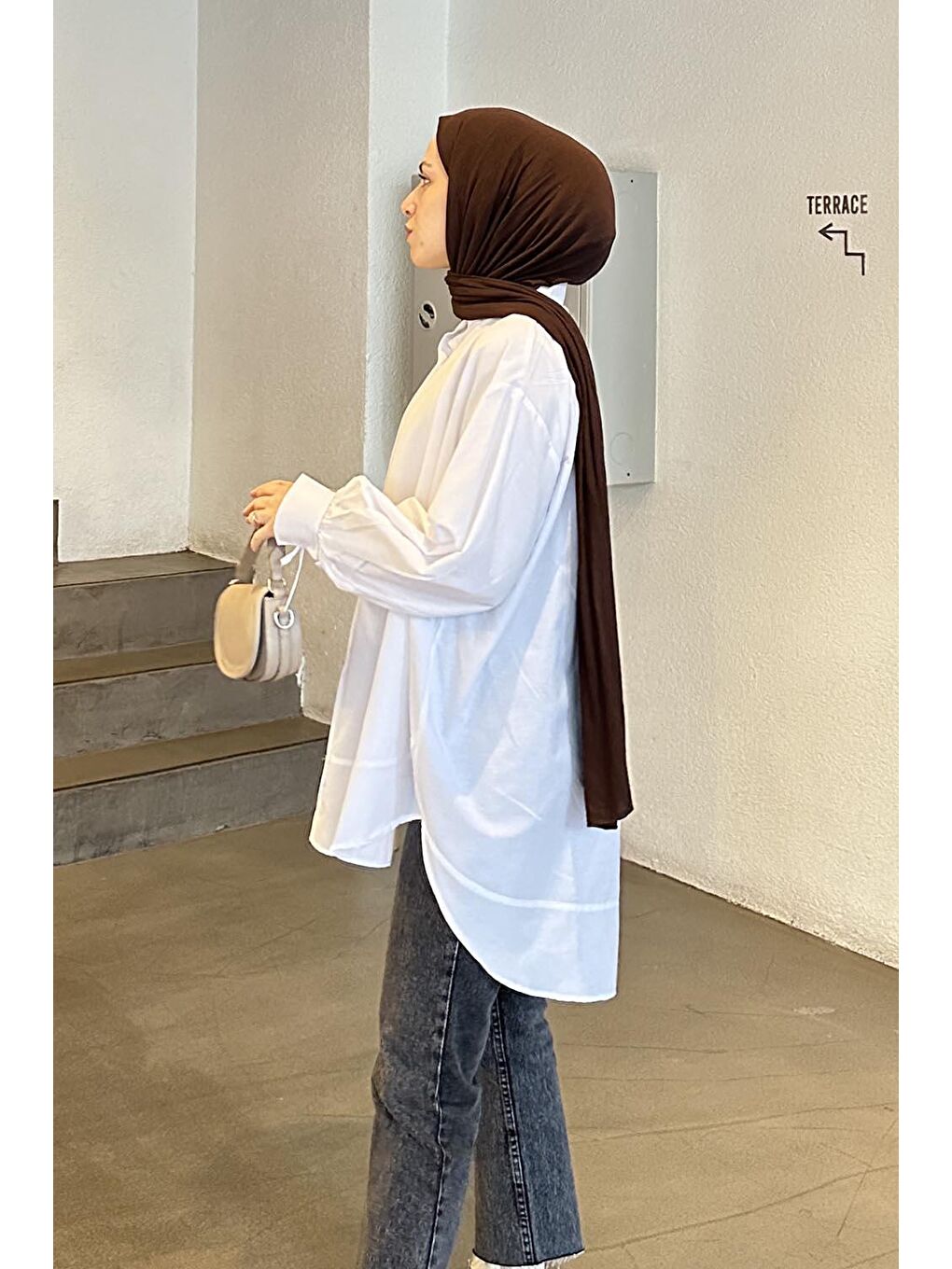 Manşeti Biyeli Tunik Beyaz-2