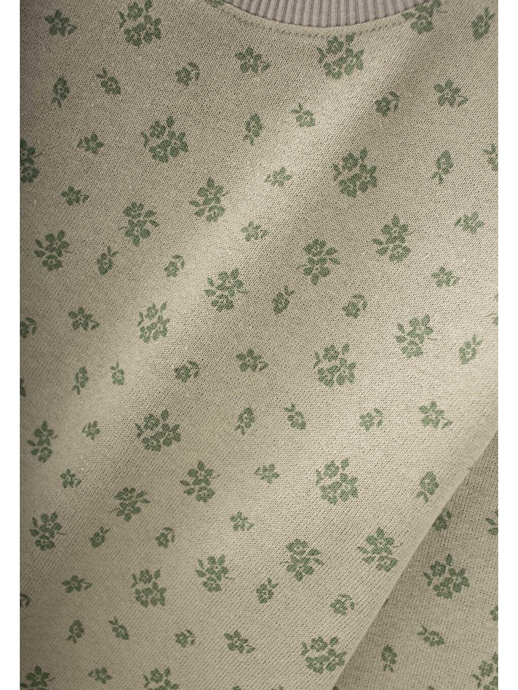 Yeşil Sweatshirt Takım 2-8 Yaş Çiçek Desen-2