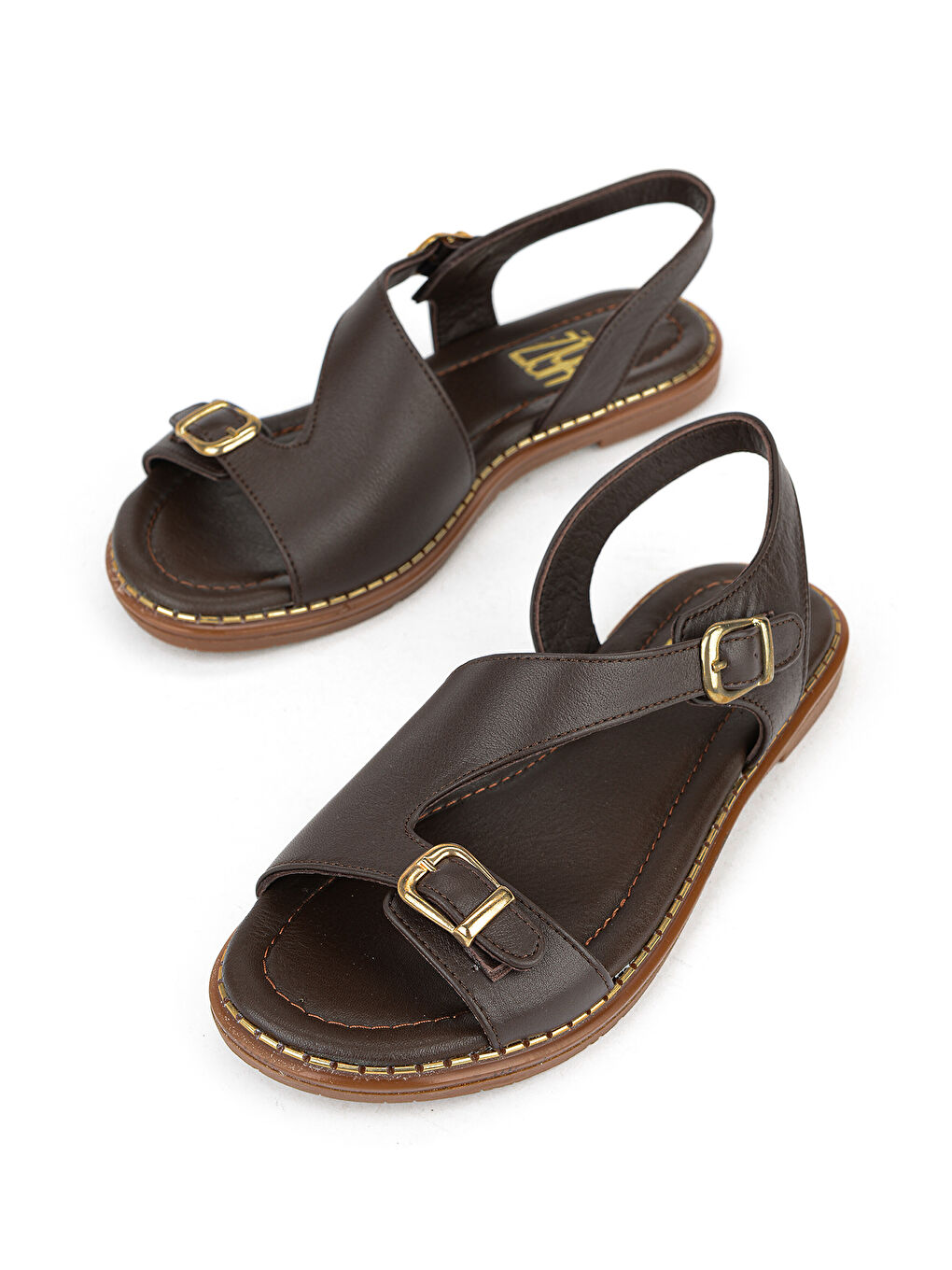 Kahverengi Kadın Hakiki Deri Sandalet 1611020Z5407 Kahve-4