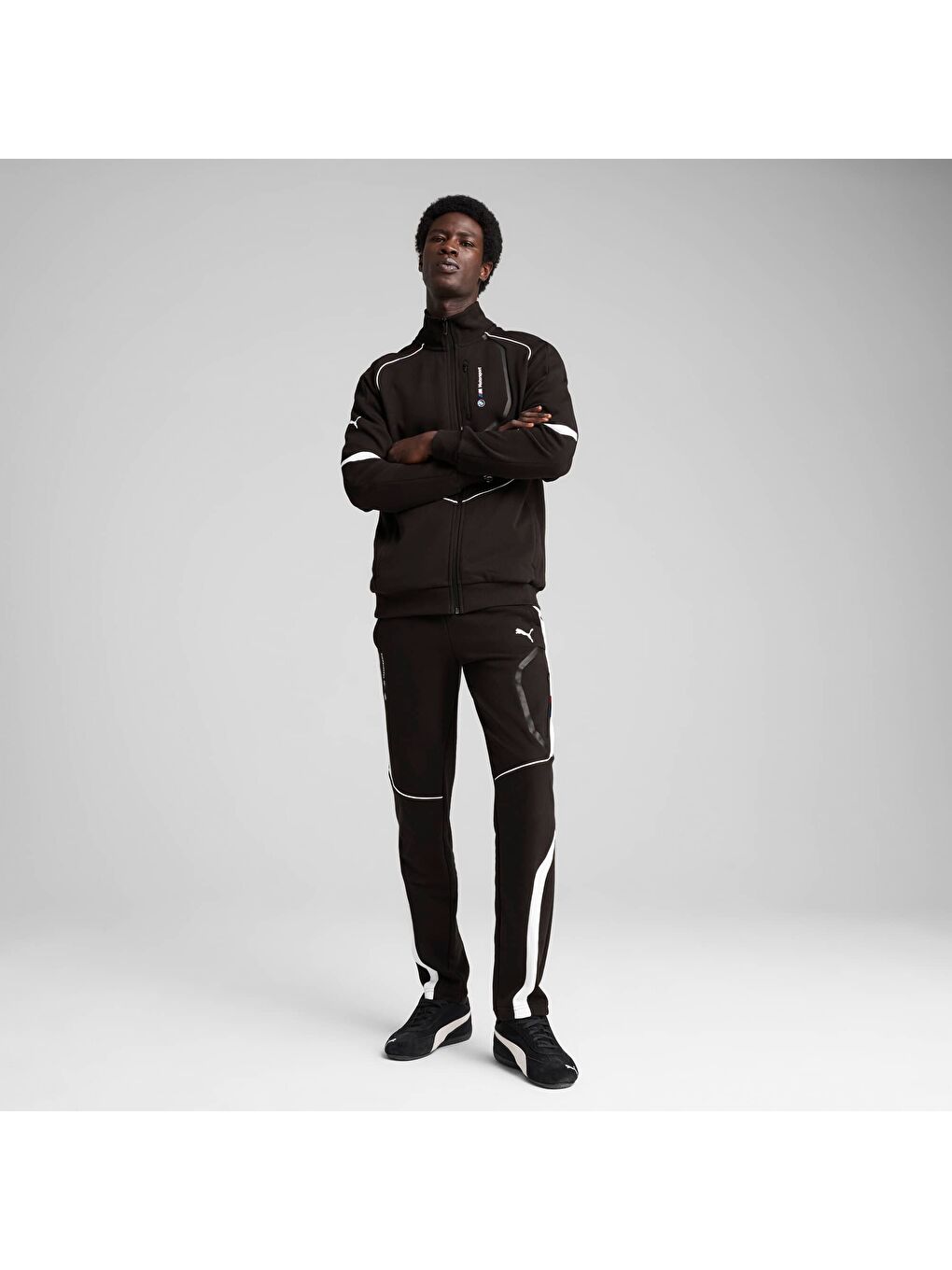 Siyah BMW M Motorsport Erkek Fermuarlı Sweatshirt-3