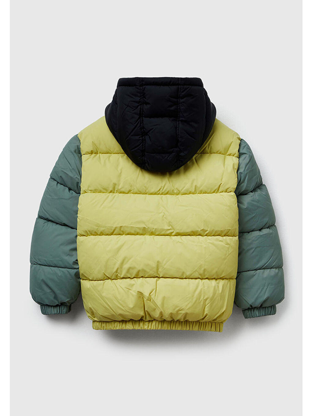 Erkek Çocuk Sarı Logo Detaylı Fermuarlı Kapüşonlu Dolgulu Mont-1
