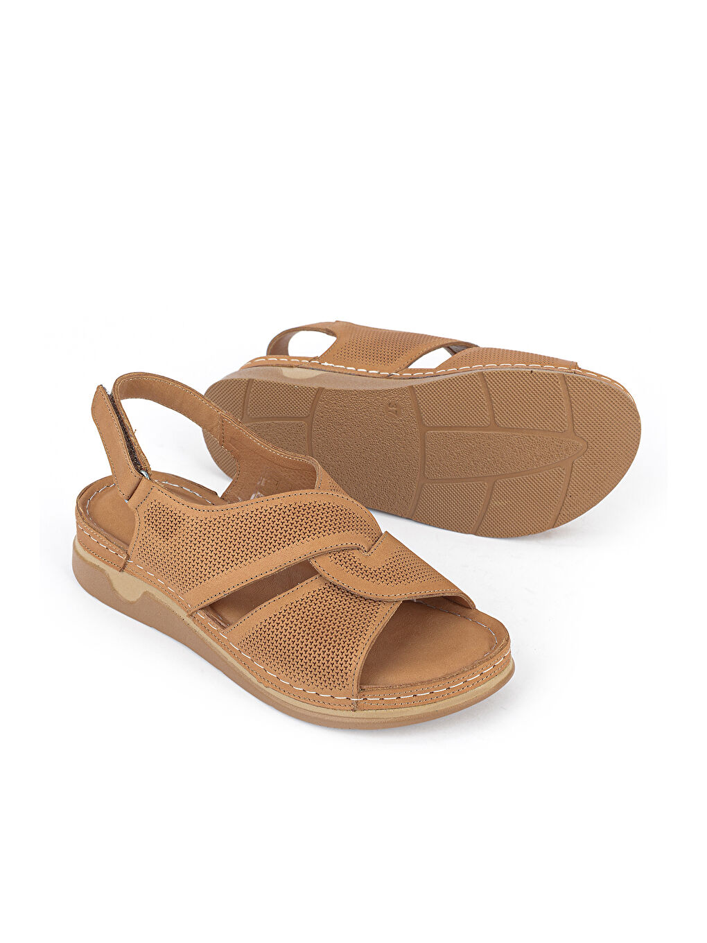 Kahverengi Kadın Hakiki Deri Sandalet 1611008ZM27 Taba-3