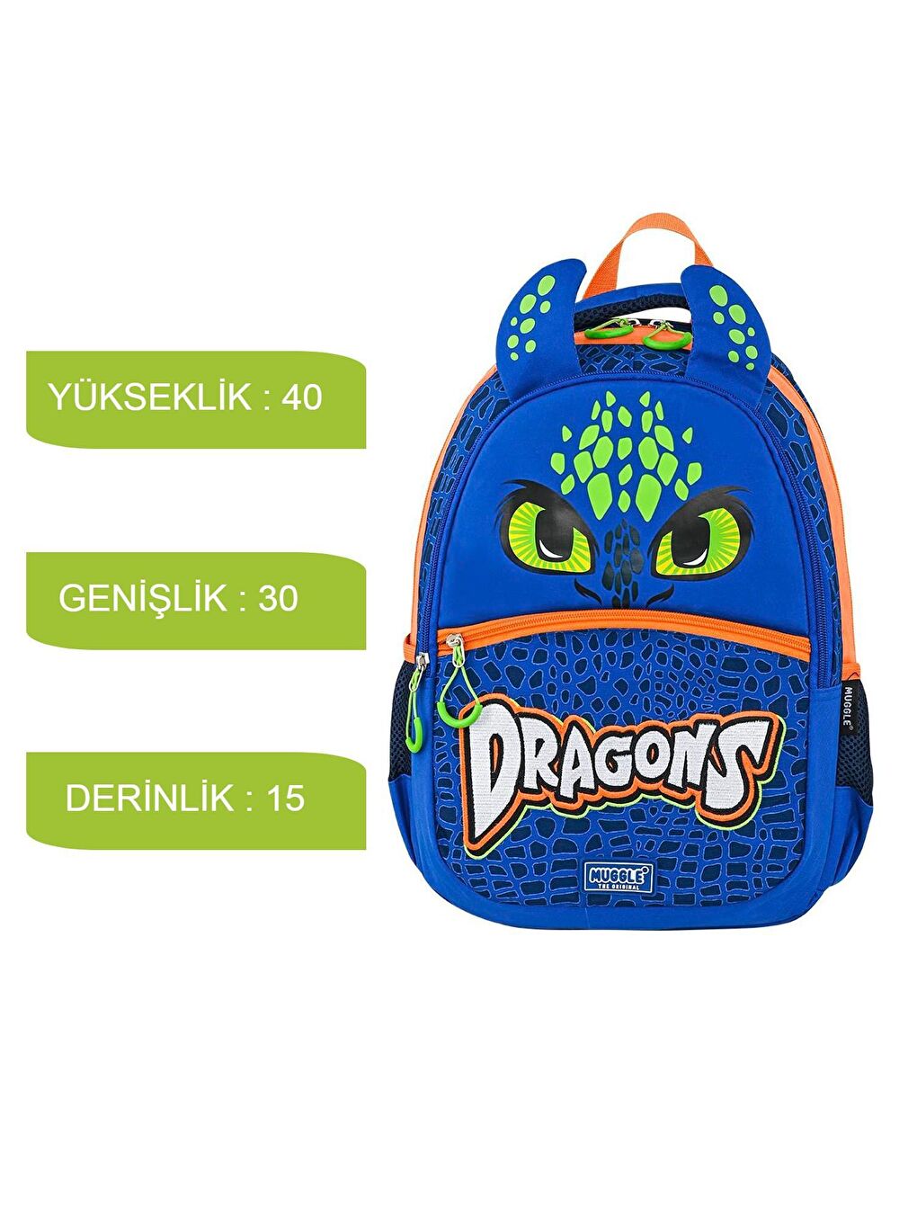 Muggle Mavi 3 Bölmeli Dragons Okul Sırt Çantası MU-9167 - 1