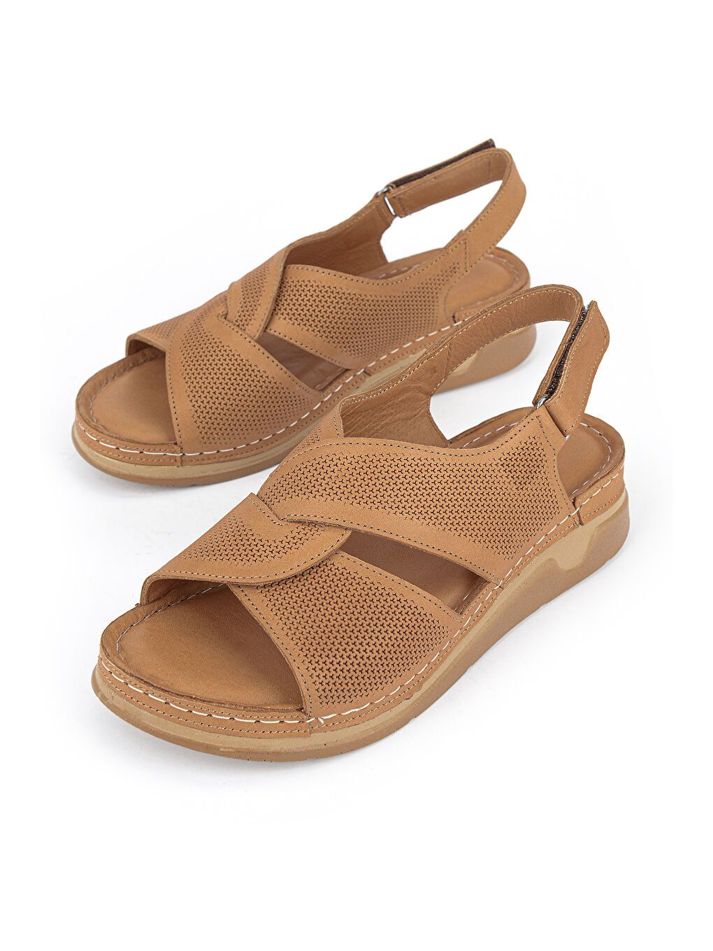 Kahverengi Kadın Hakiki Deri Sandalet 1611008ZM27 Taba-4