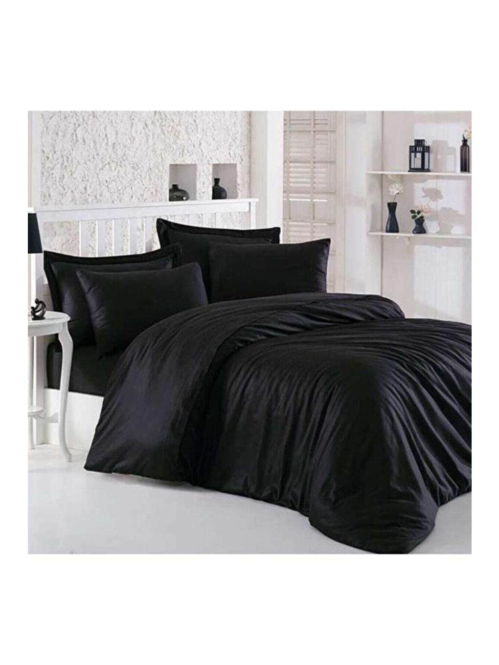 Hermosa Ranforce %100 Pamuk Çift kişilik Nevresim Takımı - Siyah-1