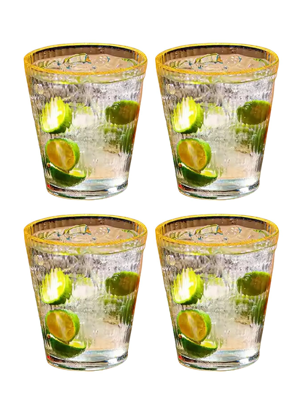 Renksiz Cam Çizgili Bardak 300 ml - 4 Adet - 2440