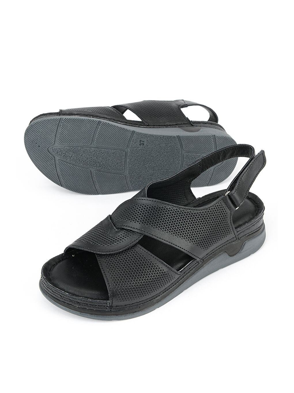 Kadın Hakiki Deri Sandalet 1611008ZM27 Siyah-3