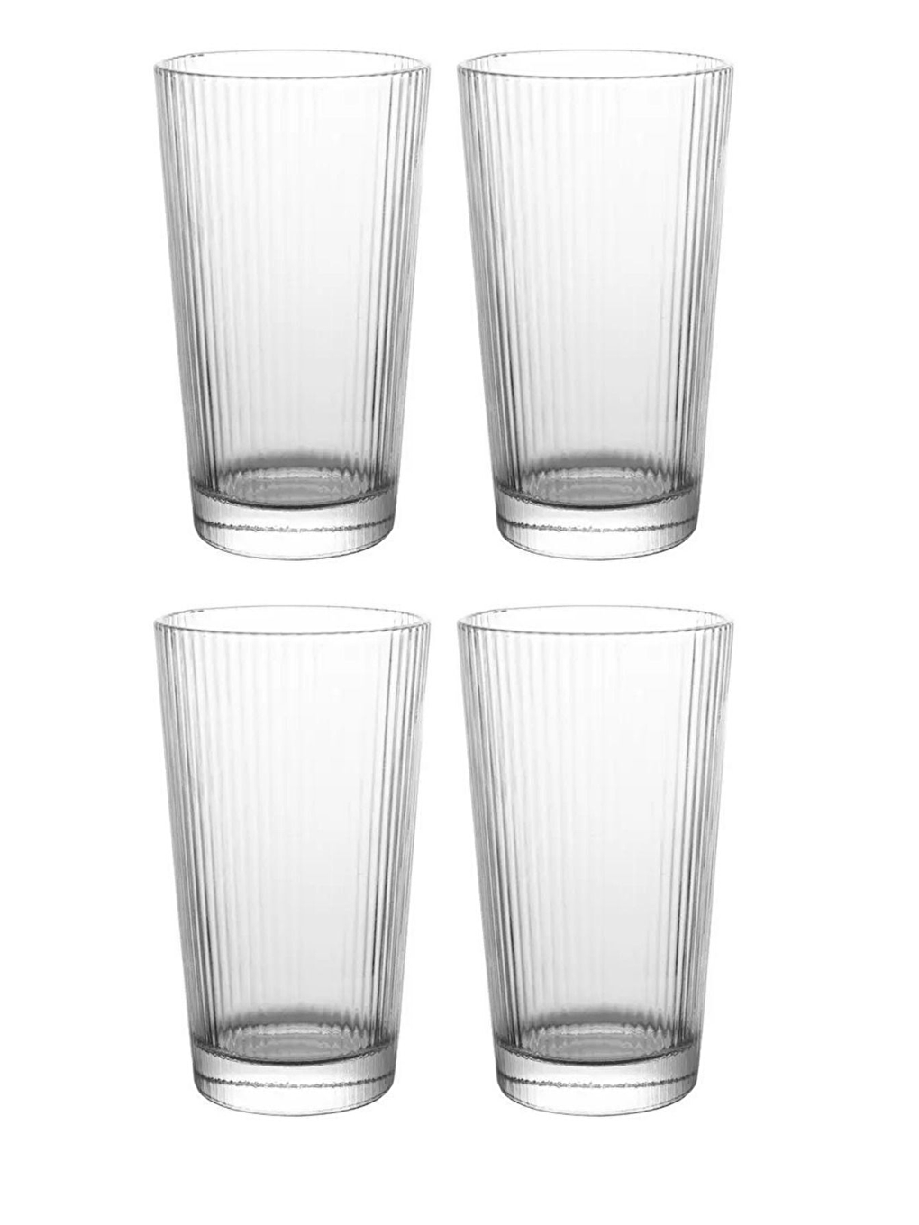 Renksiz Çizgili Uzun Cam Bardak 300 ml - 4 Adet - 2441