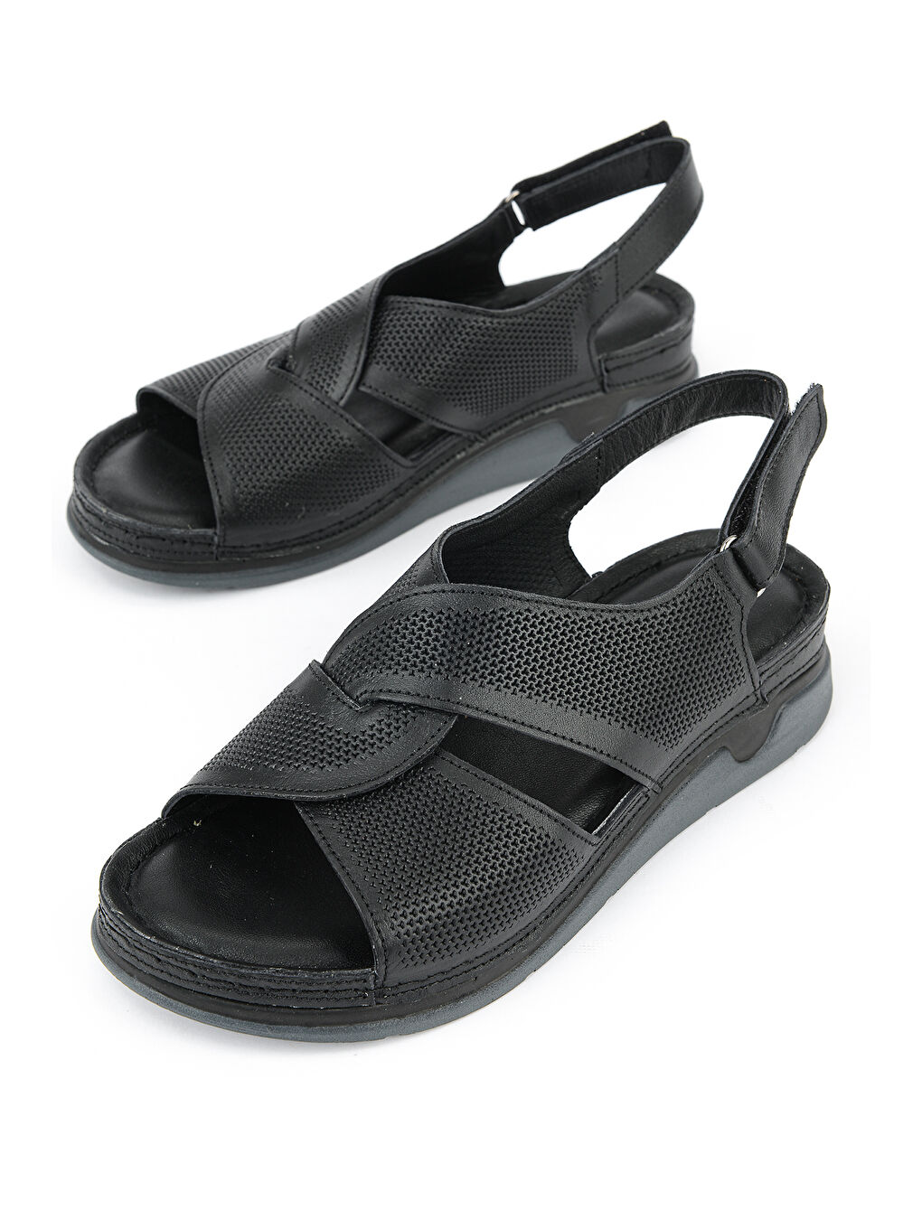 Kadın Hakiki Deri Sandalet 1611008ZM27 Siyah-4