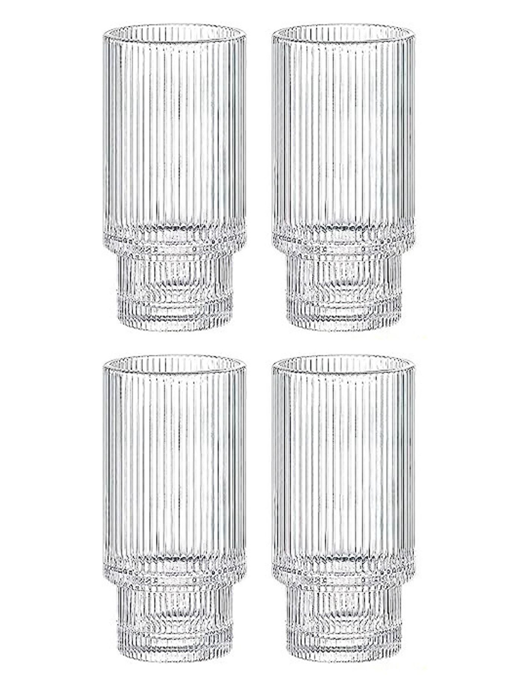 Renksiz Çizgili  Cam Bardak 400 ml 4 Adet - 2812