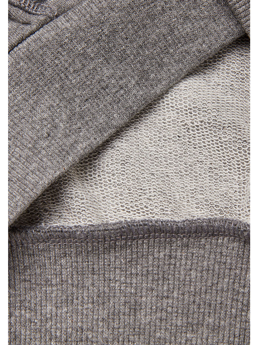 Gri Erkek Çocuk Antrasit Melanj Baskılı Kese Cep Detaylı Kapüşonlu Raglan Kolsuz Sweatshirt-2