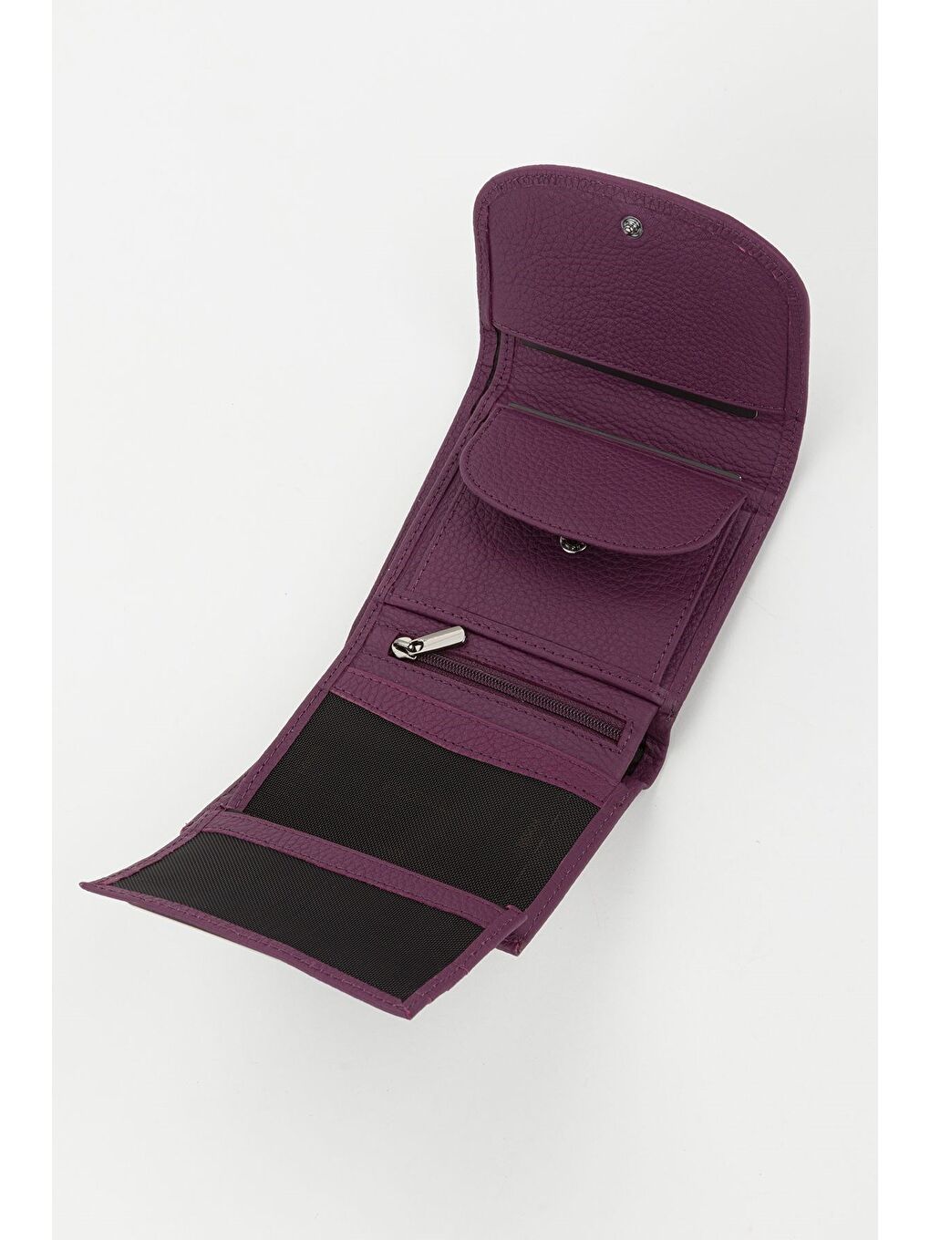 Mürdüm Kutulu Hakiki Deri Gök Mavi Küçük Boy Çok Gözlü Kadın El Portföyü Kartlık Cüzdan-3