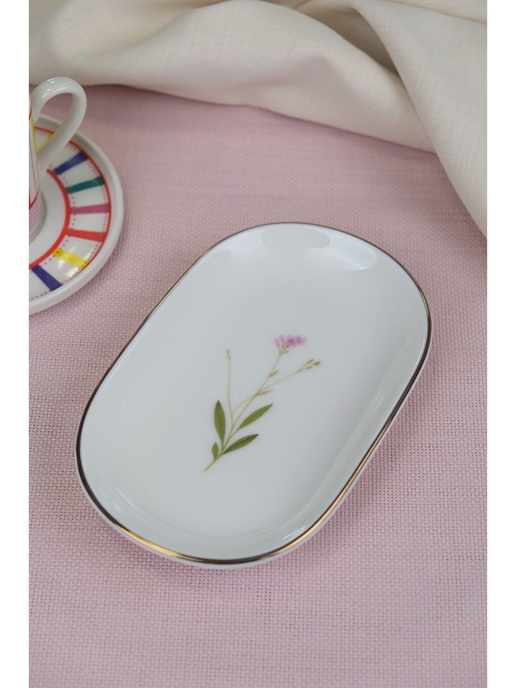 Karışık Porselen Natura Çuha Altın Yaldızlı Oval Kayık Tabak 22,50x14,50x2,50cm 2 Lİ-1