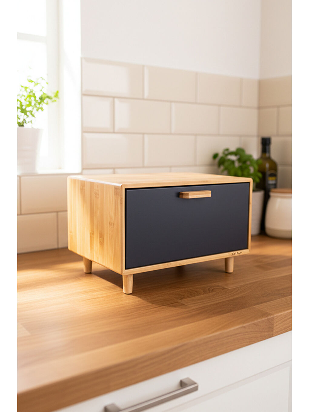 Kahverengi Ruby Ekmek Saklama Kabı Siyah Desenli-2