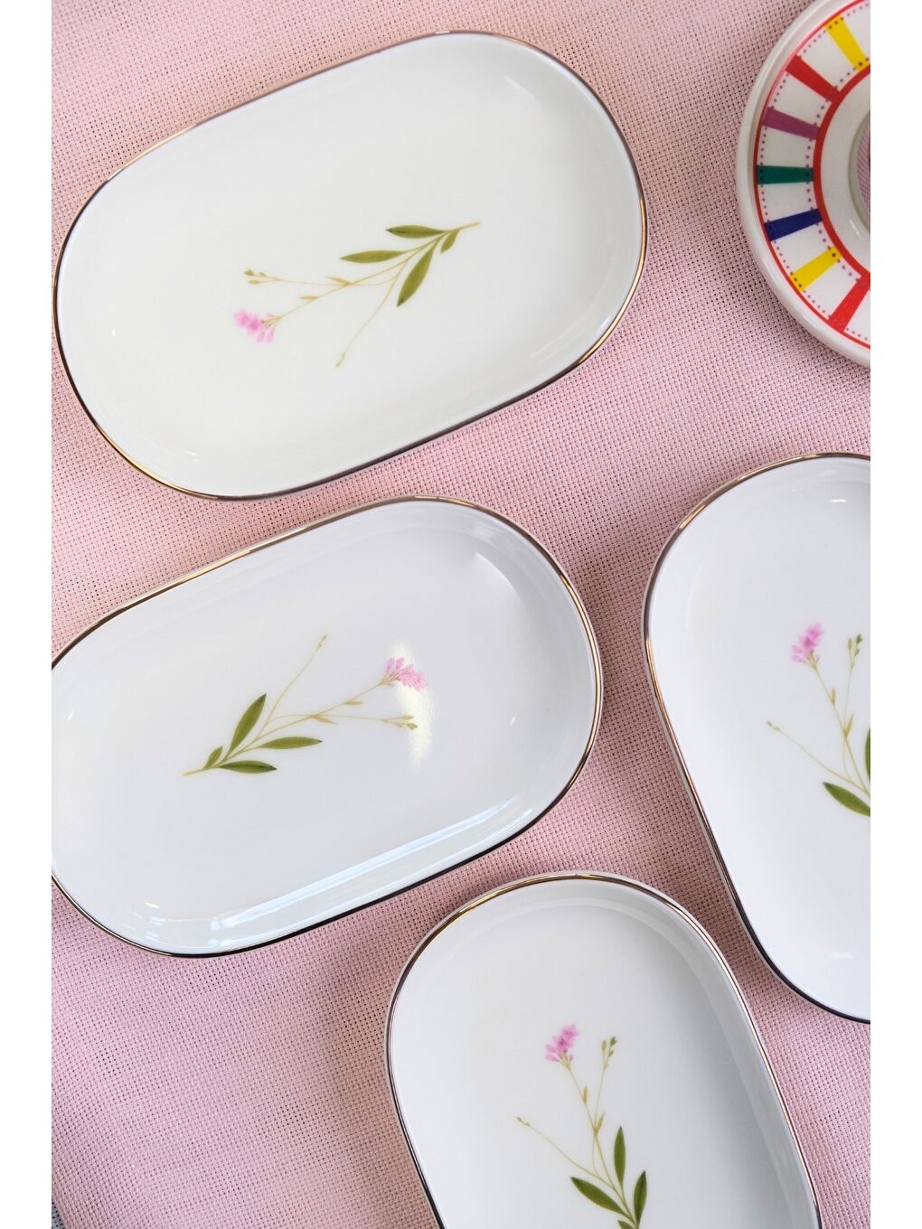 Karışık Porselen Natura Çuha Altın Yaldızlı Oval Kayık Tabak 22,50x14,50x2,50cm 4 LÜ-2