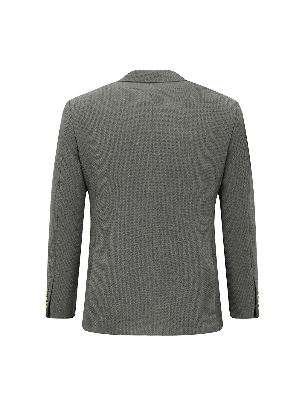 Gri Slim Fit Dar Kesim Desenli Kruvaze Ceket-1