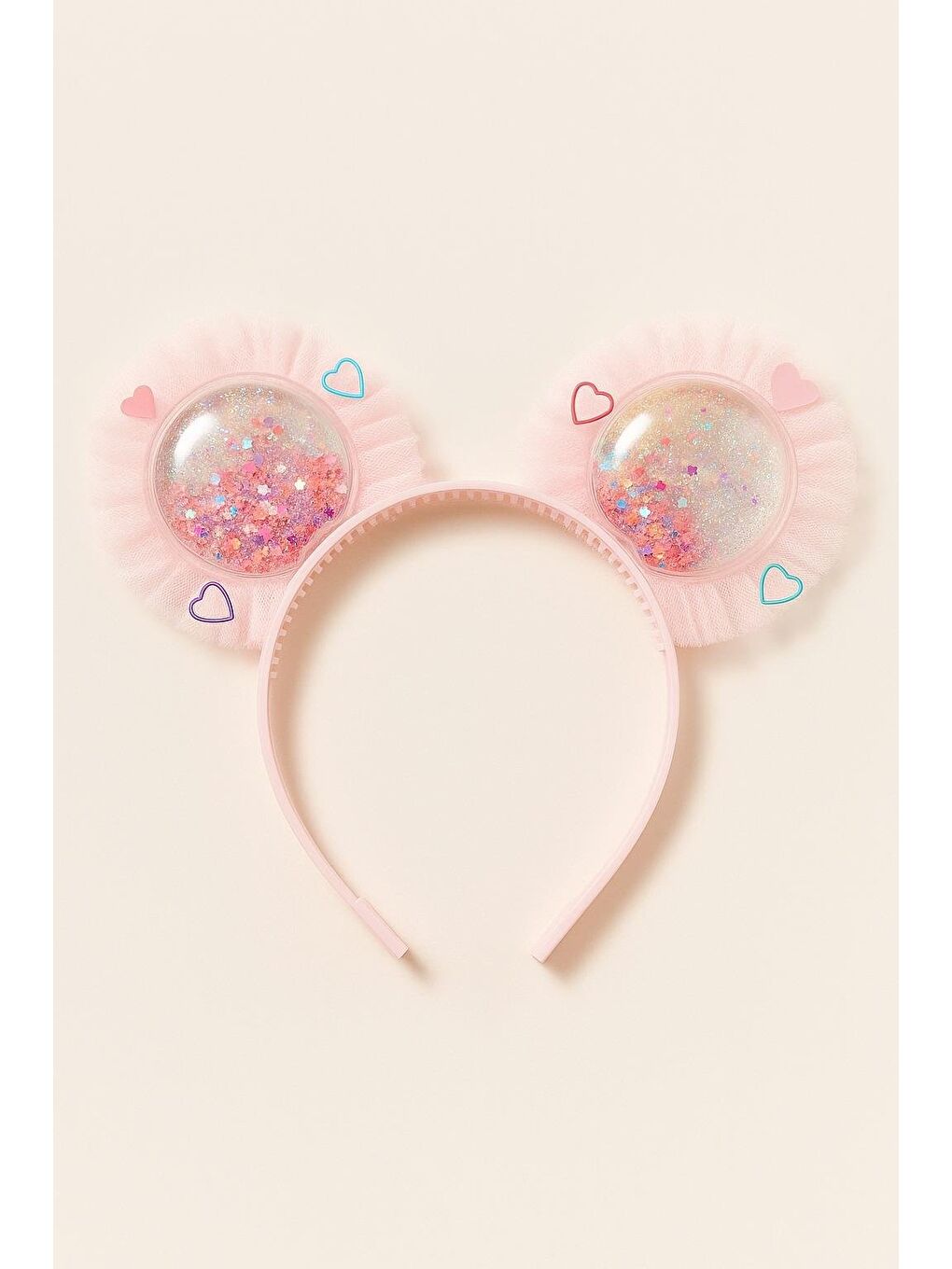 Çocuk Yıldız Boncuk Kulak Aksesuarlı Taç Pembe