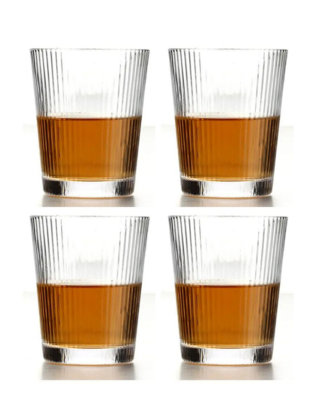 Renksiz Cam Çizgili Bardak 300 ml - 4 Adet - 2440-1