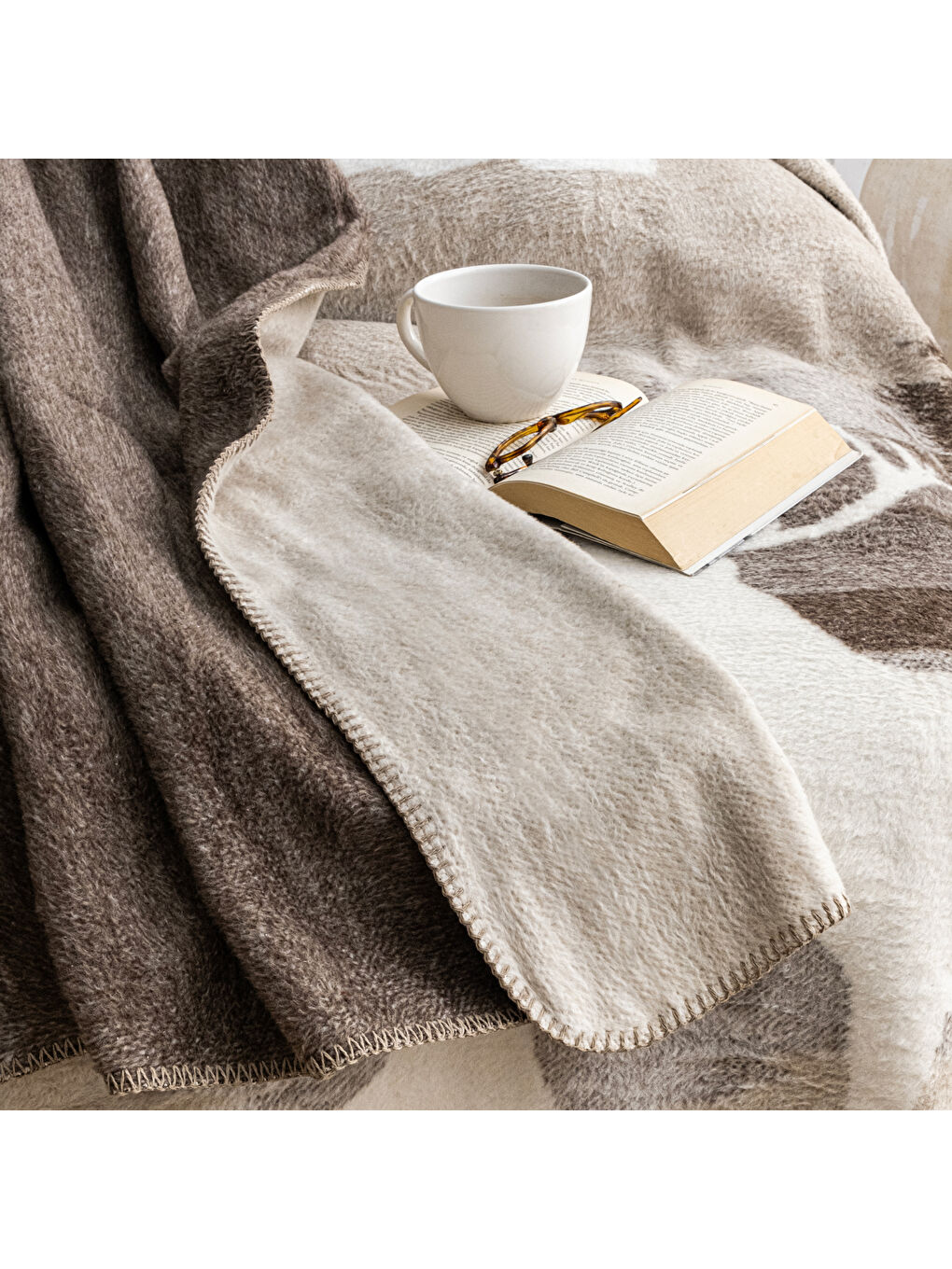 Home Deer Çift Kişlik Battaniye 200x220 Cm 1 Parça-Kahverengi-1