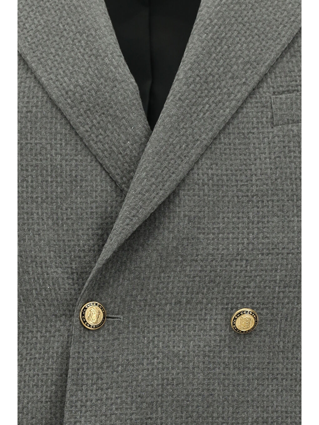 Gri Slim Fit Dar Kesim Desenli Kruvaze Ceket-2