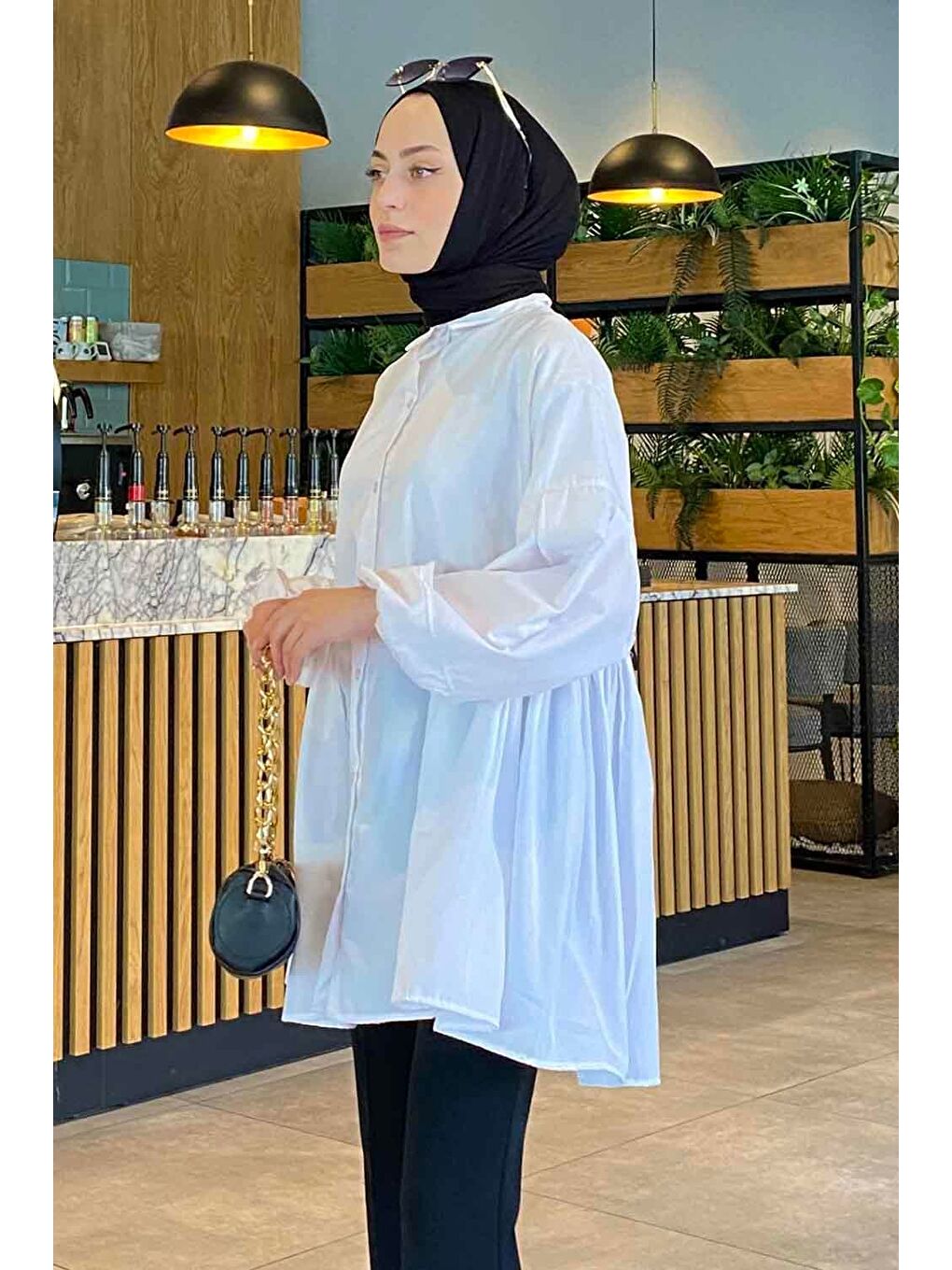 Lopez Balon Kol Tunik Beyaz-1