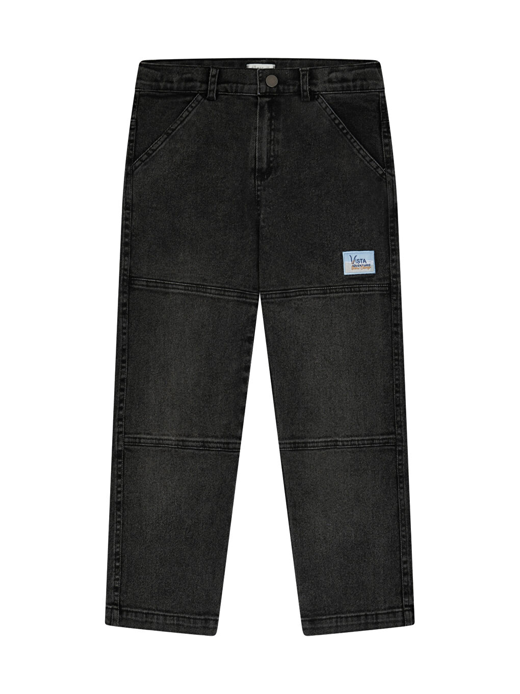 Siyah Parçalı Denim Pantolon-1