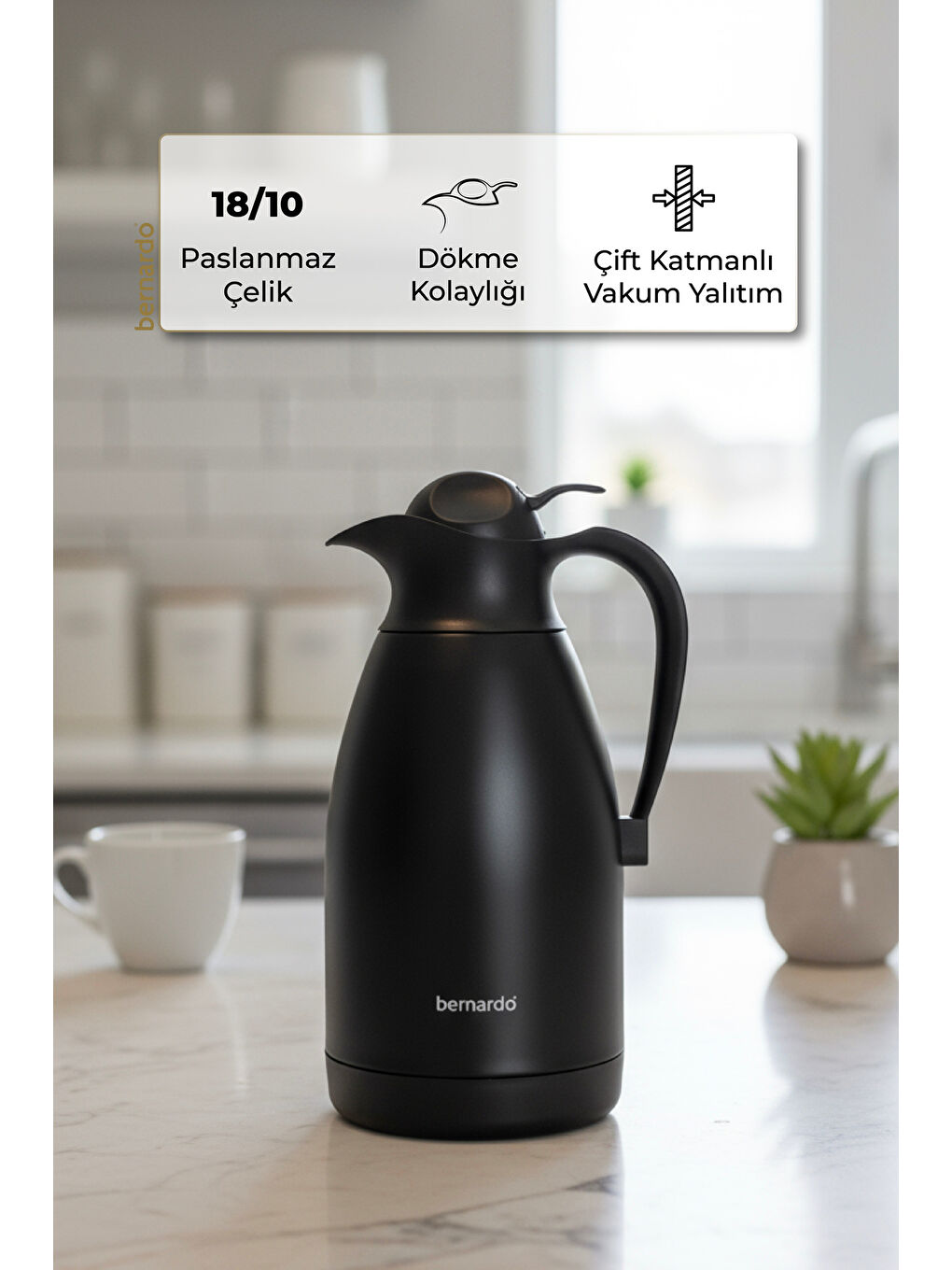 Grandio Çelik Termos Siyah 2 Litre-3