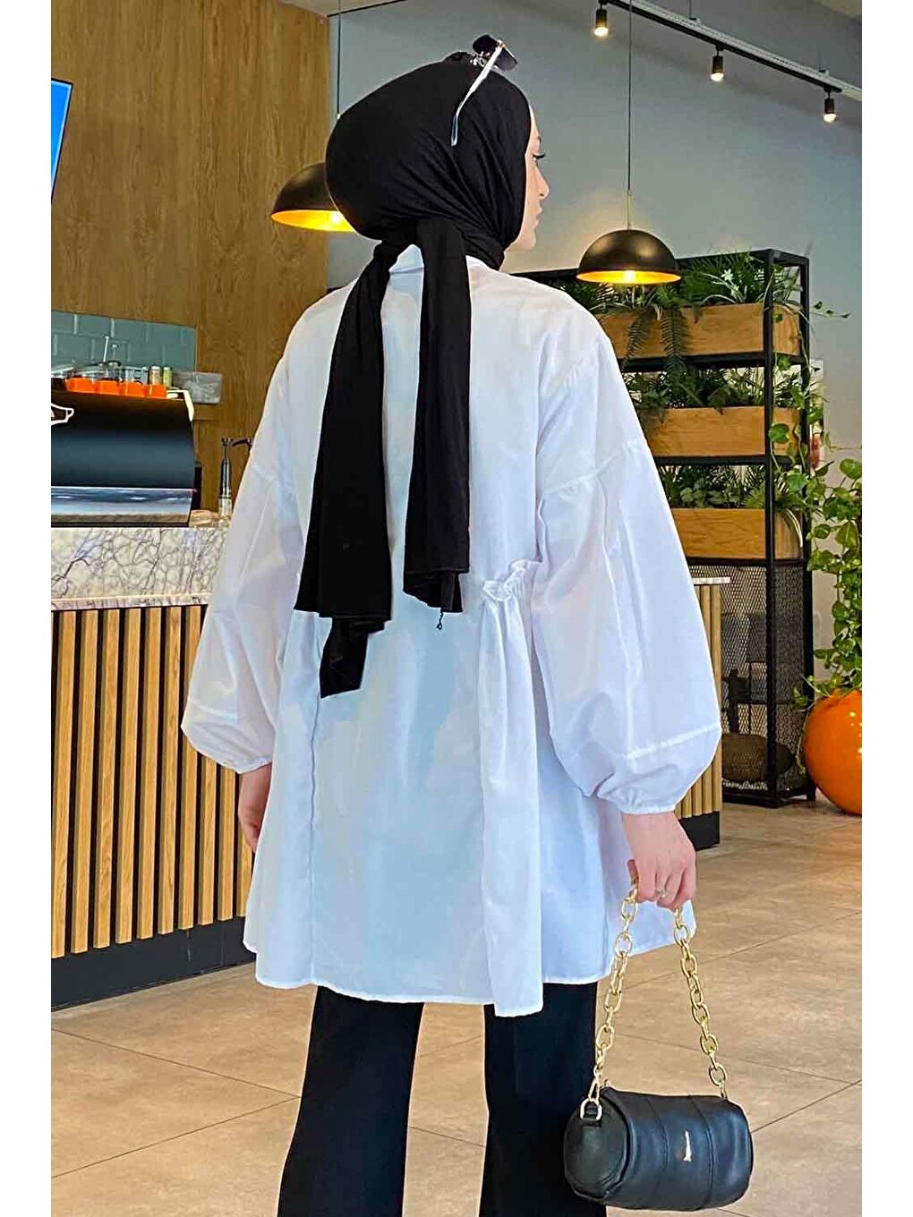 Lopez Balon Kol Tunik Beyaz-3