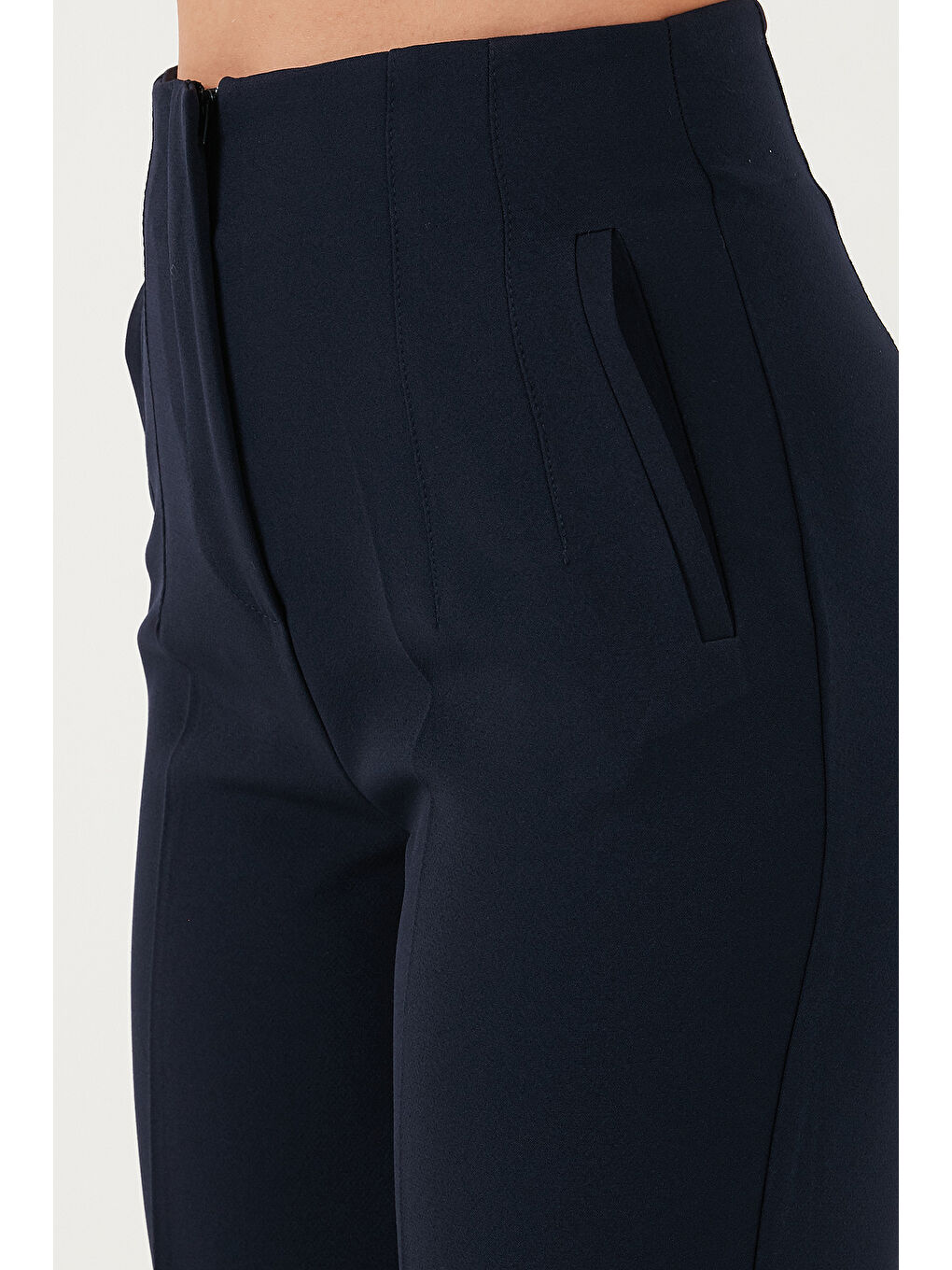 Lacivert Regular Fit Yüksel Bel Düz Paça Havuç Pantolon 68350109-4
