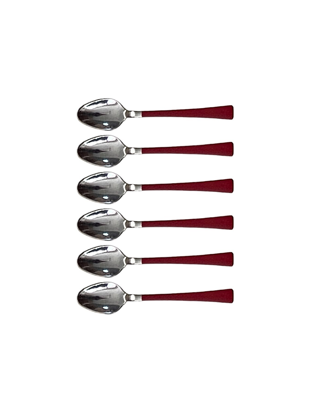 Gri Gümüş Kırmızı Çay ve Kahve Kaşığı 6 Adet-2