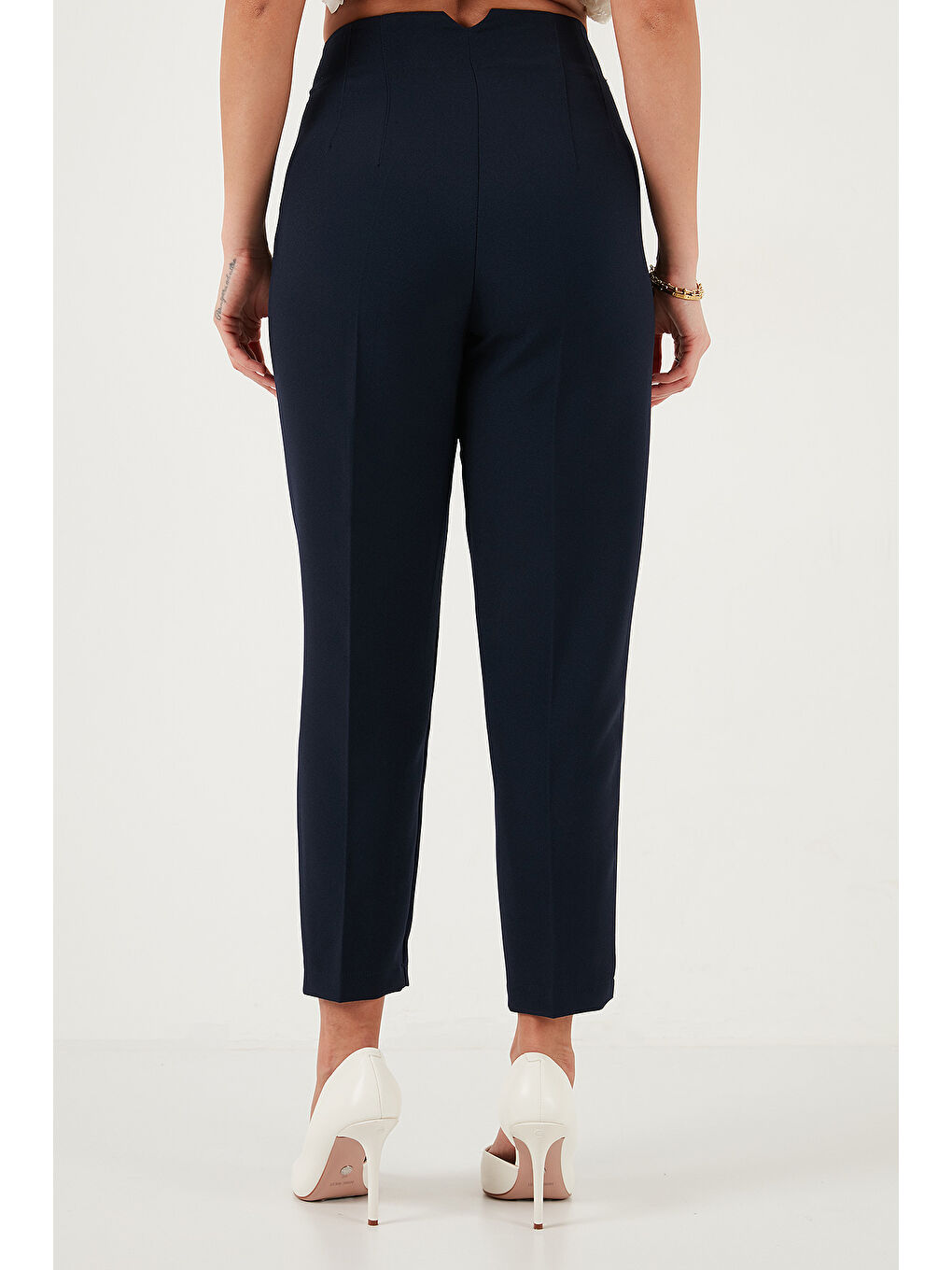 Lacivert Regular Fit Yüksel Bel Düz Paça Havuç Pantolon 68350109-5