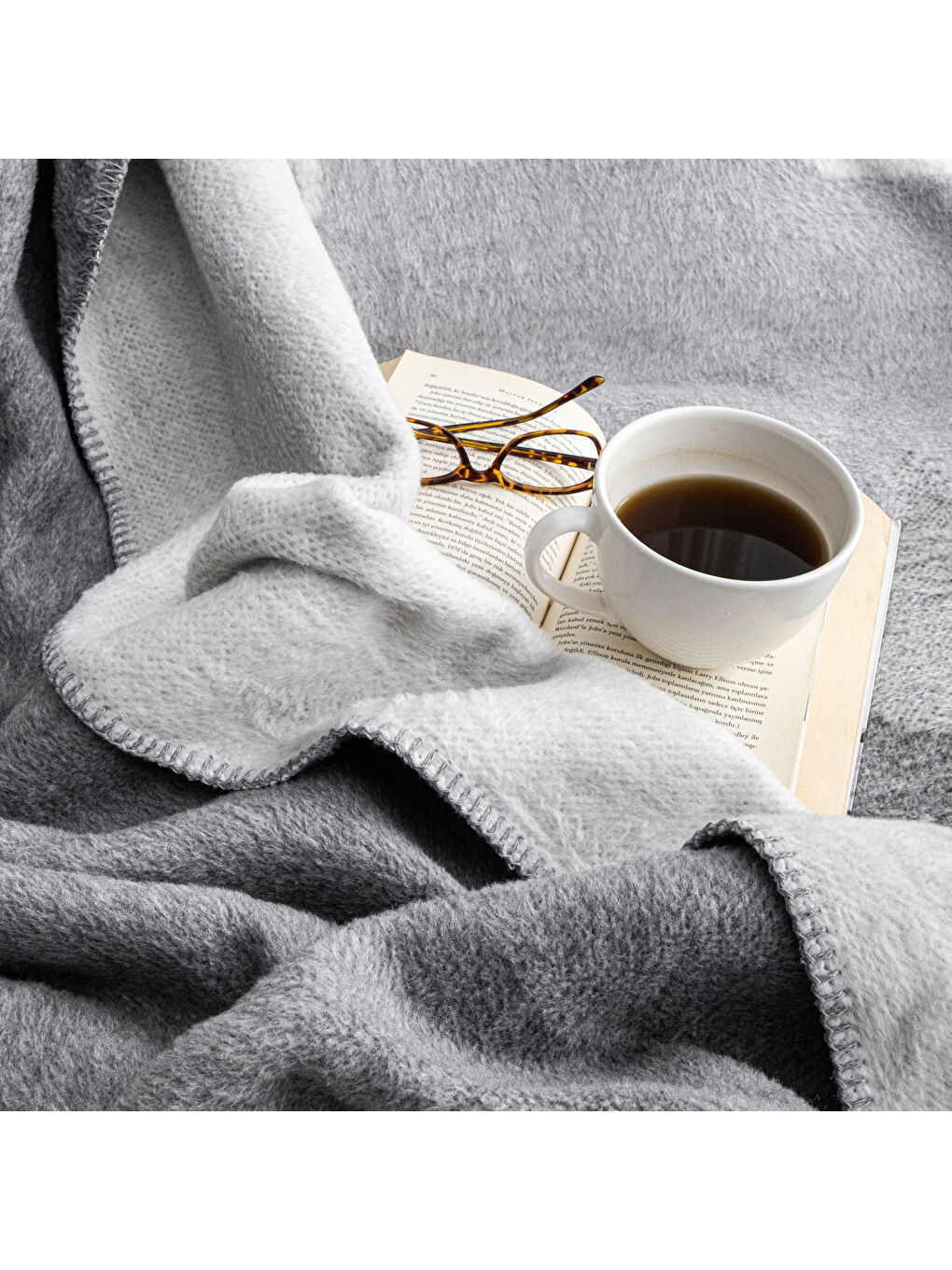 Home Deer Çift Kişilik Battaniye 200x220 Cm 1 Parça-Gri-2