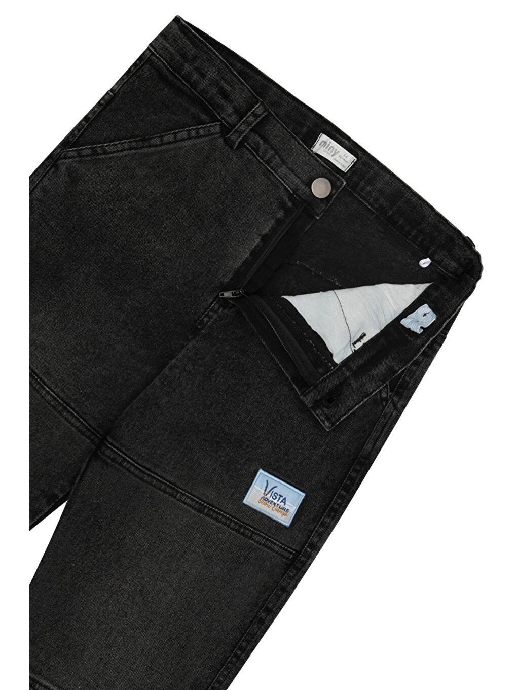 Siyah Parçalı Denim Pantolon-3