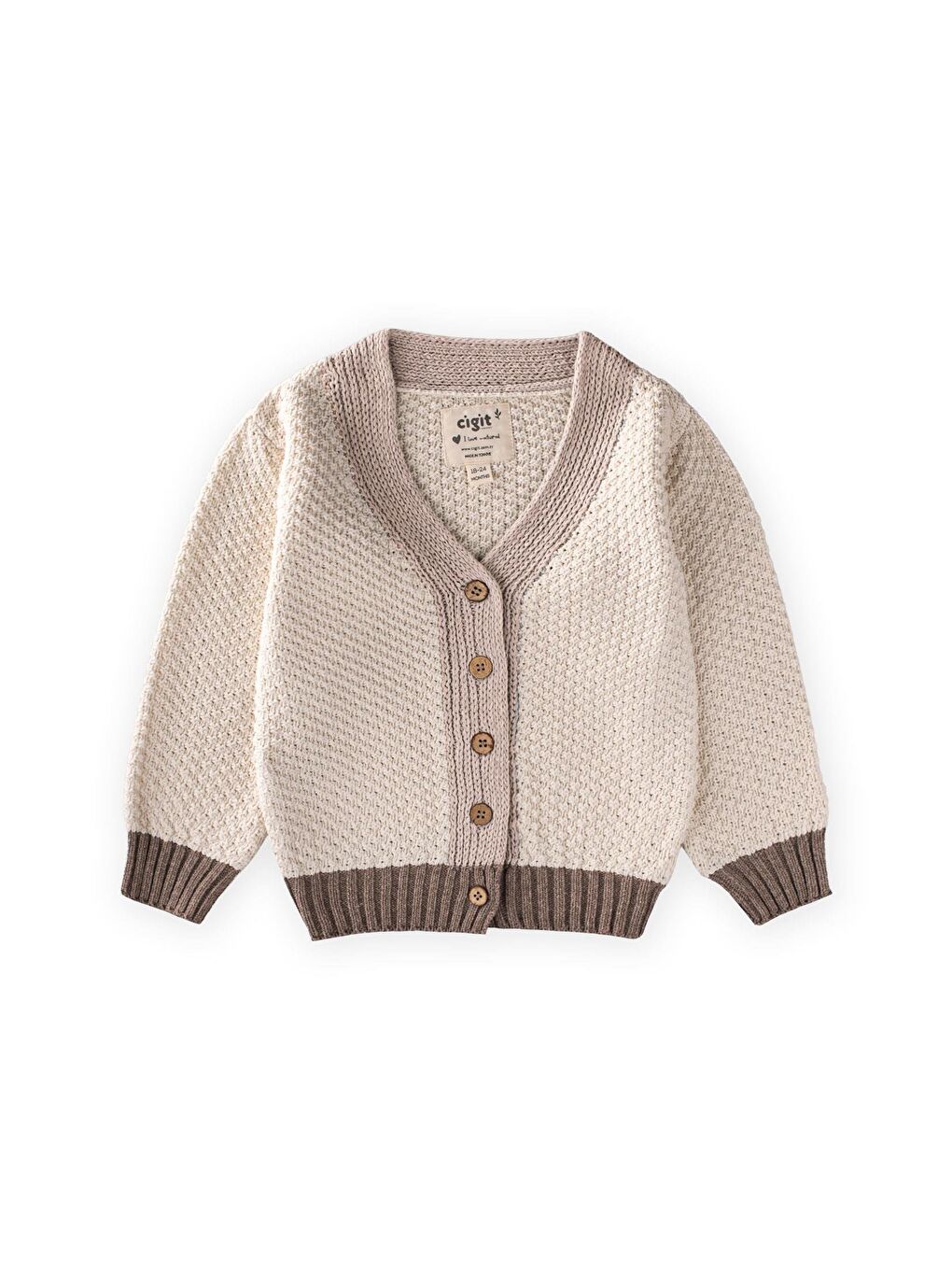 Triko Düğmeli Hırka 2-8 Yaş Bej Kahve