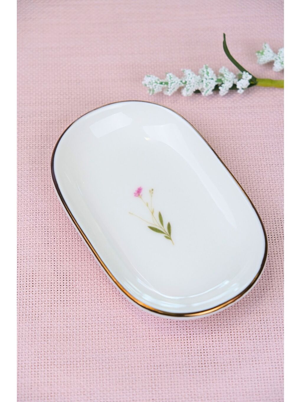 Karışık Porselen Natura Çuha Altın Yaldızlı Oval Kayık Tabak 13,50x8,50x2,50cm Tekli-1