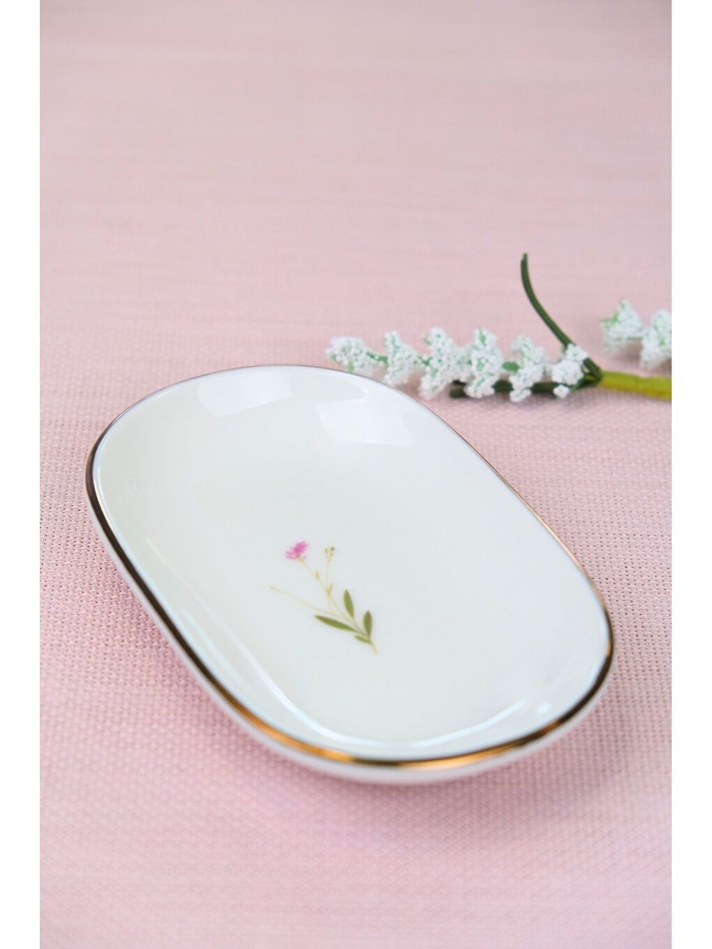 Karışık Porselen Natura Çuha Altın Yaldızlı Oval Kayık Tabak 13,50x8,50x2,50cm Tekli-2