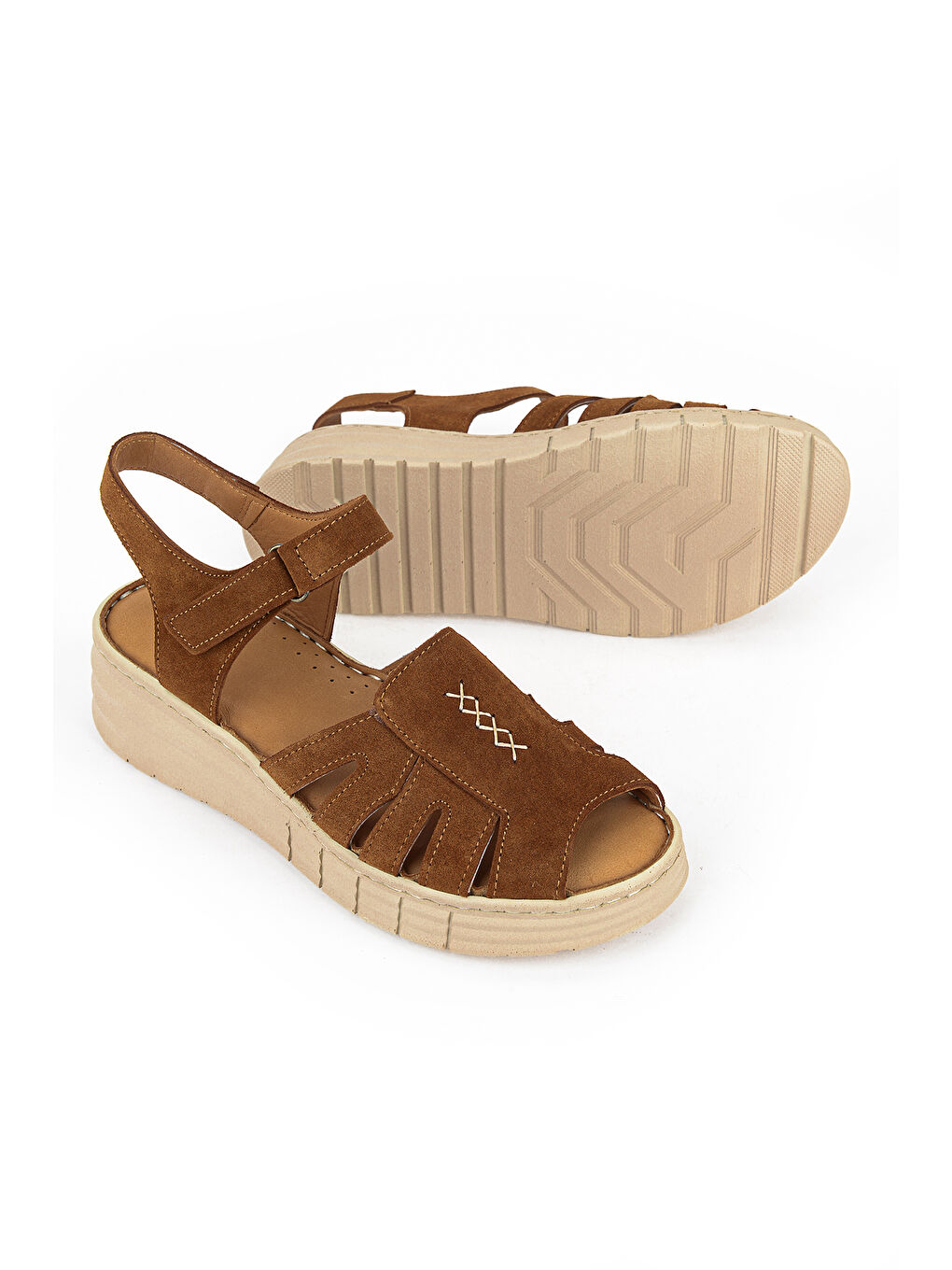 Kahverengi Kadın Hakiki Deri Sandalet 1611008Z452 Taba-3