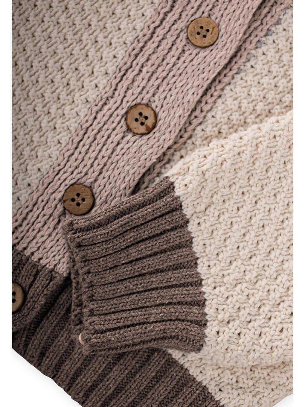 Triko Düğmeli Hırka 2-8 Yaş Bej Kahve-2