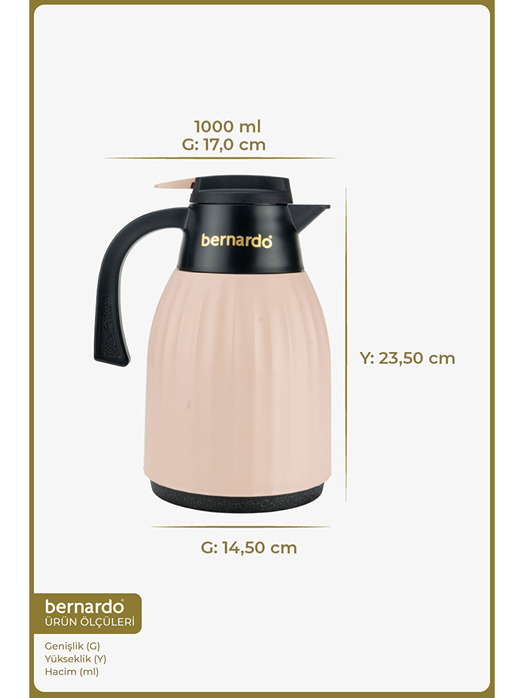 Pembe Elantra Cam Termos Pudra 1 Litre-1